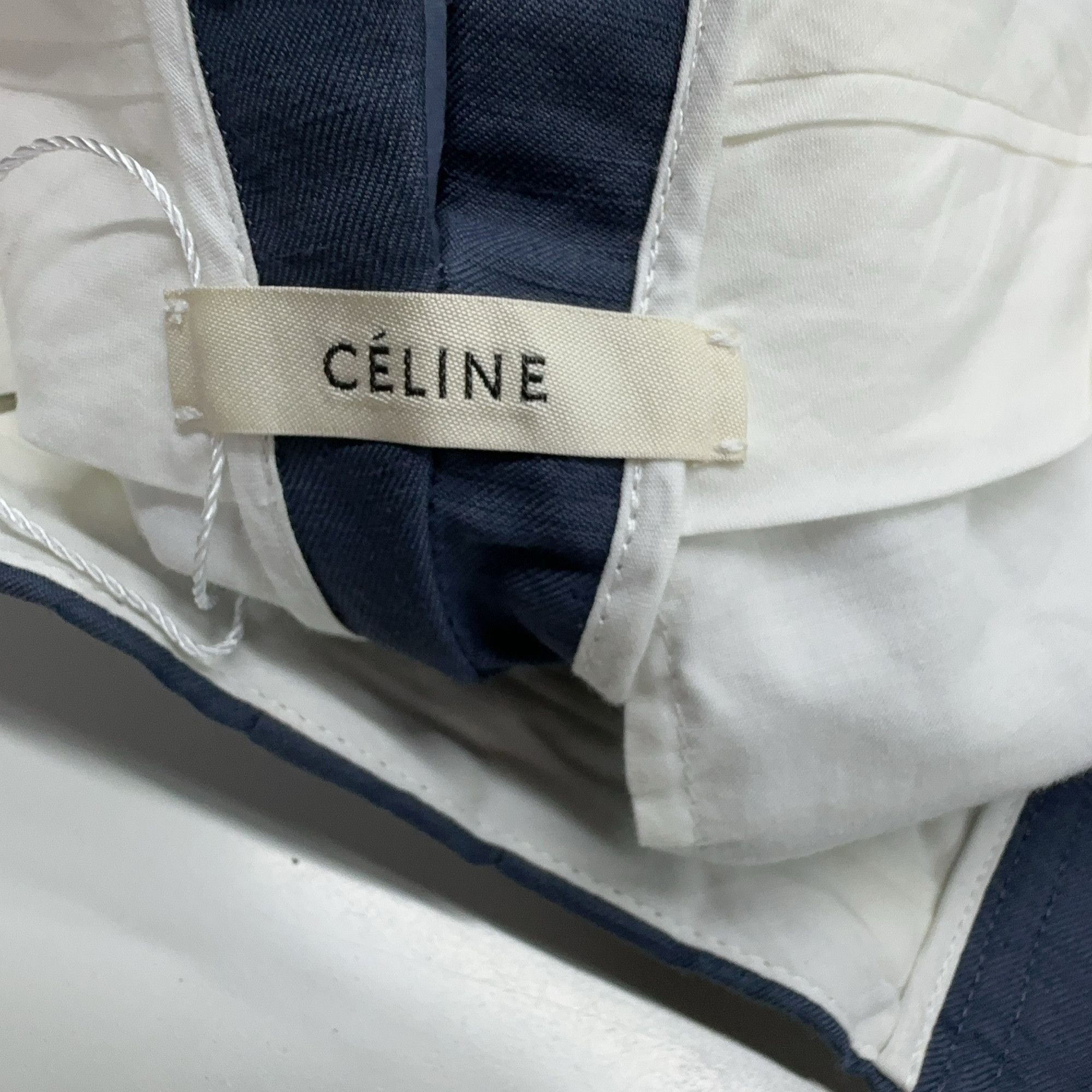 Celine Celine Blue Linen Blend Wide Leg Pants Size 34 Size 25" / US 0 / IT 36 - 4 Thumbnail