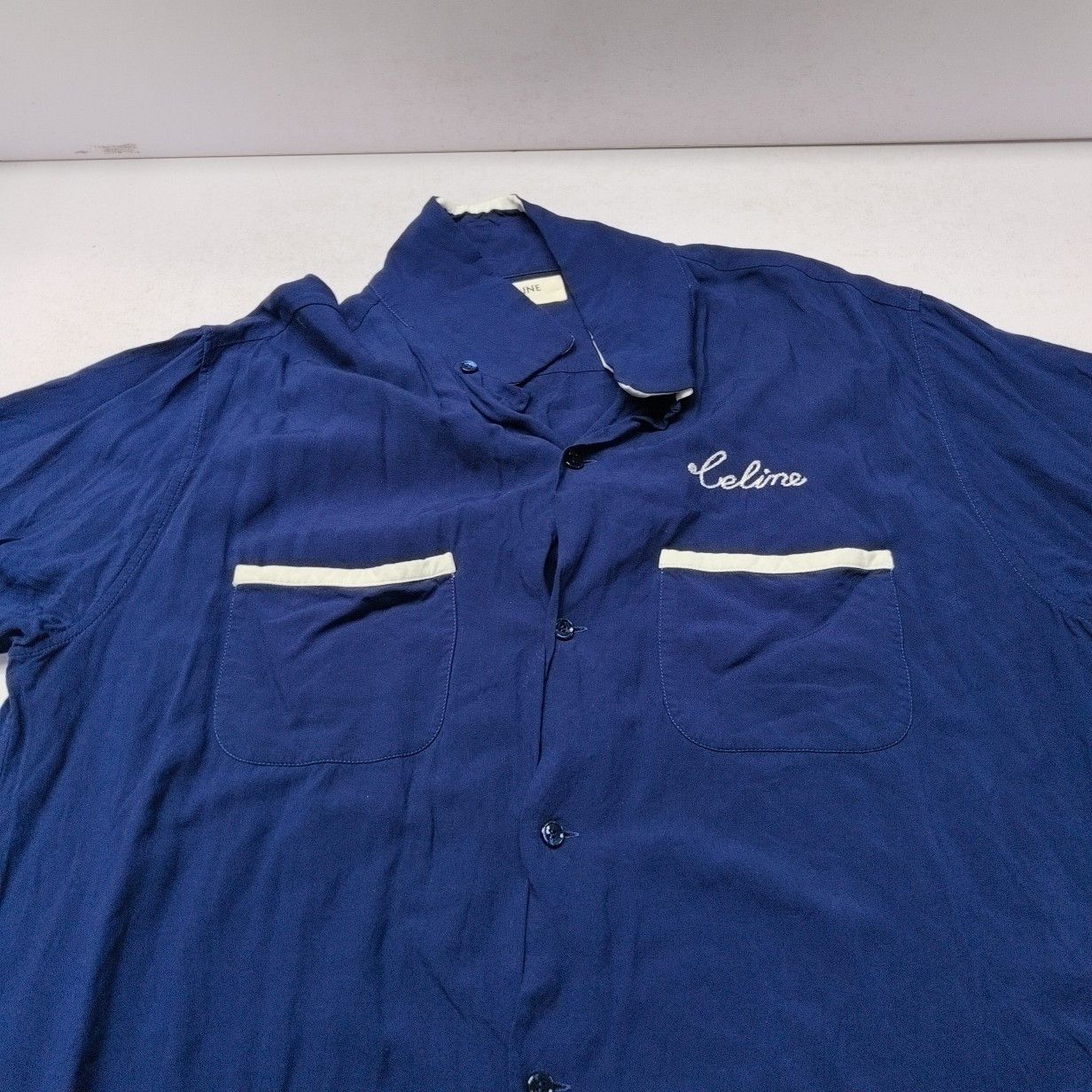 Celine CELINE Script Logo Viscose Short Sleeve Shirt Size 39 Size US M / EU 48-50 / 2 - 10 Thumbnail