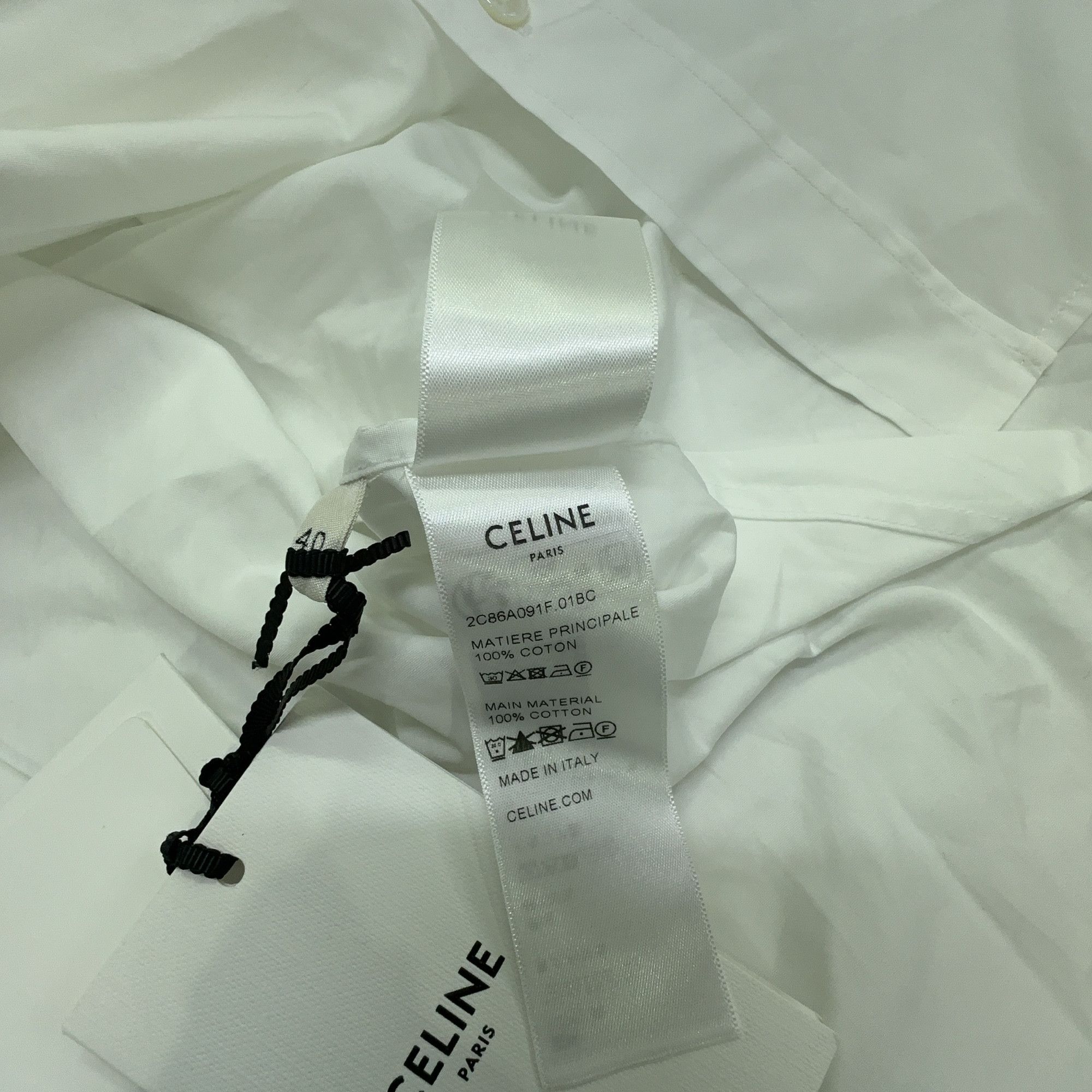 Celine Celine White Cotton Button Up Shirt Size M Size US XXS / EU 40 - 3 Thumbnail