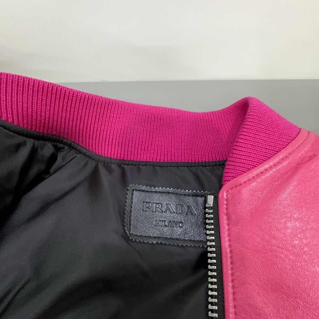 Prada Prada Pink Nappa Leather Bomber Jacket Size 36 Size XS / US 0-2 / IT 36-38 - 3 Thumbnail