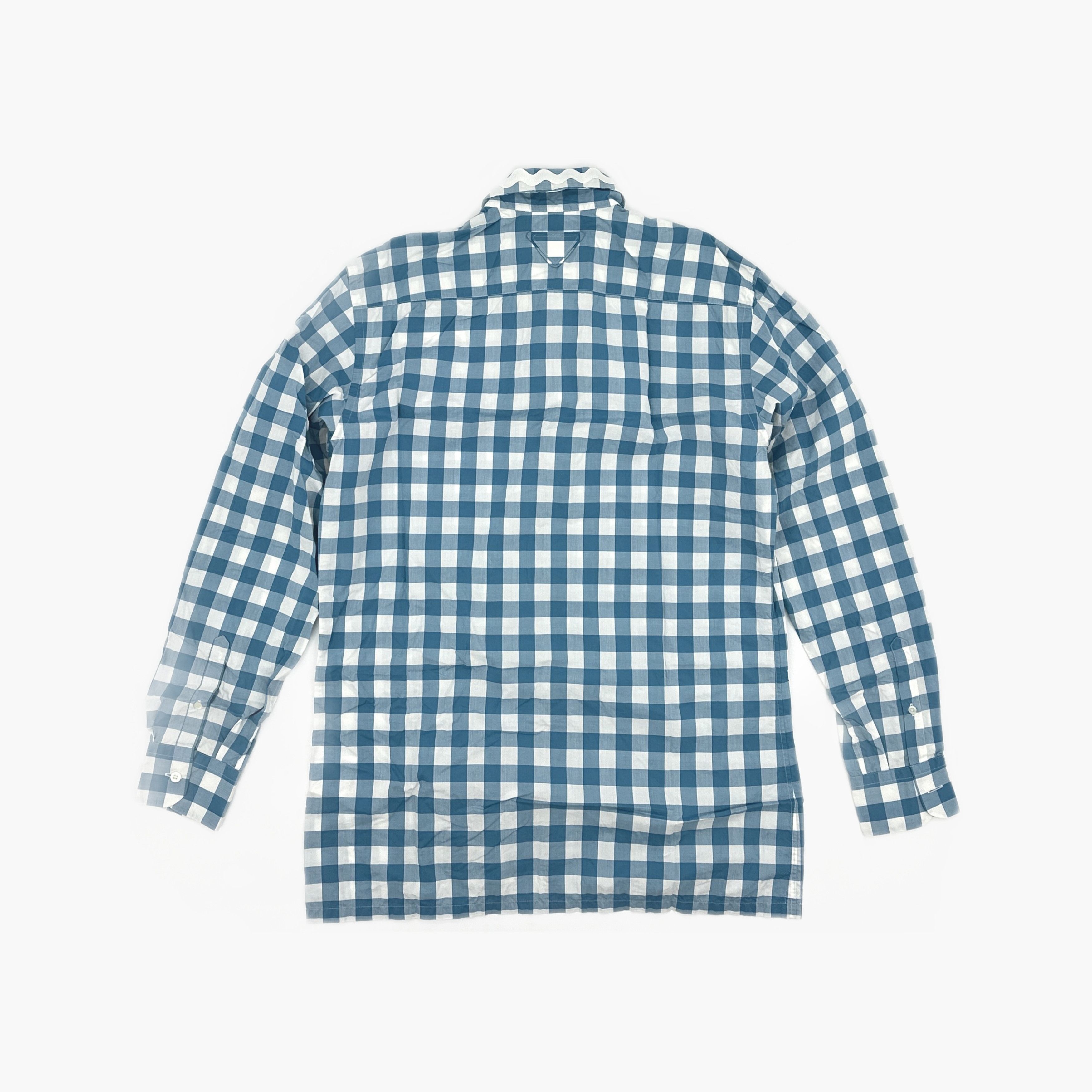 Prada Prada Gingham Wavy Trim Button Up Shirt Size L Size US L / EU 52-54 / 3 - 2 Thumbnail