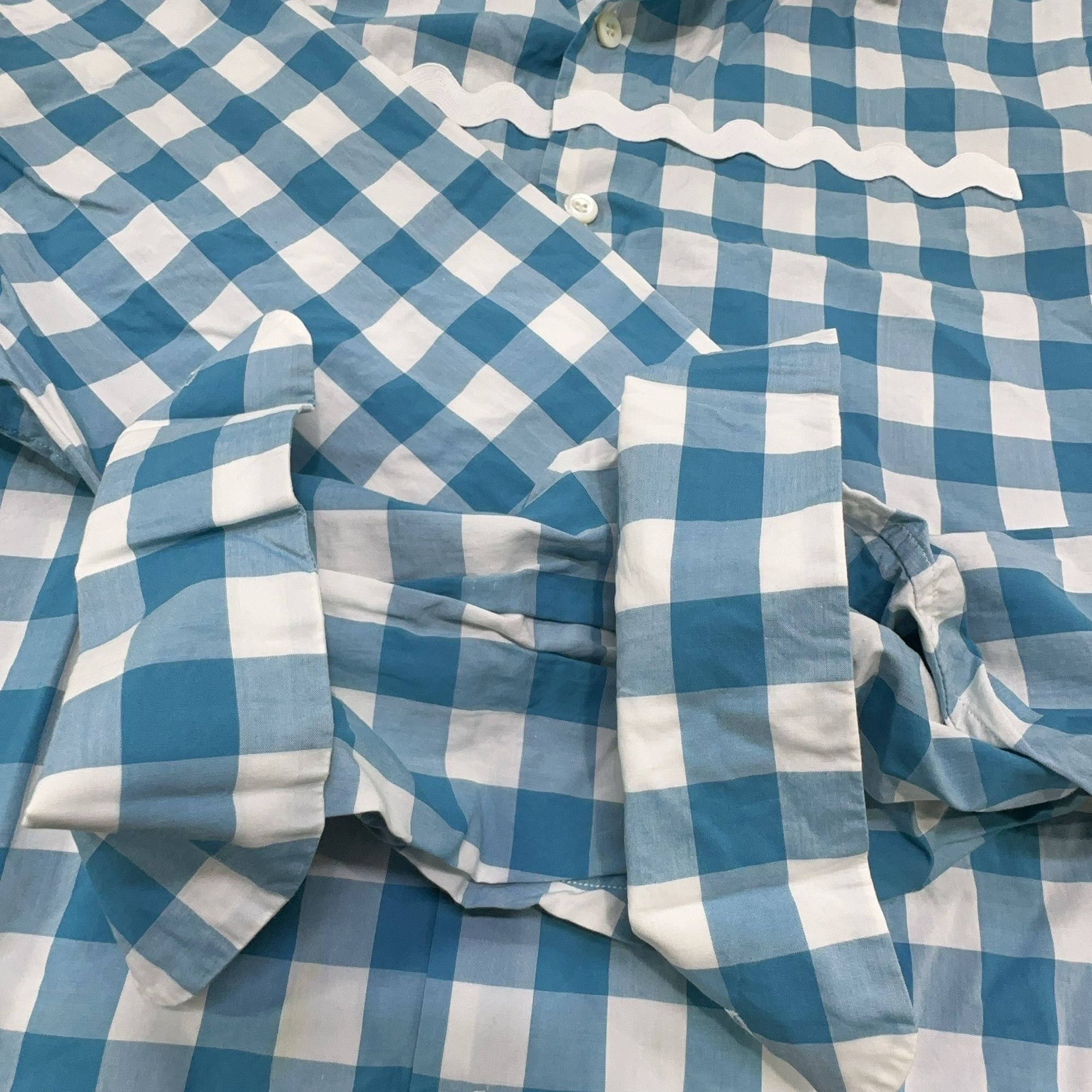 Prada Prada Gingham Wavy Trim Button Up Shirt Size L Size US L / EU 52-54 / 3 - 6 Thumbnail