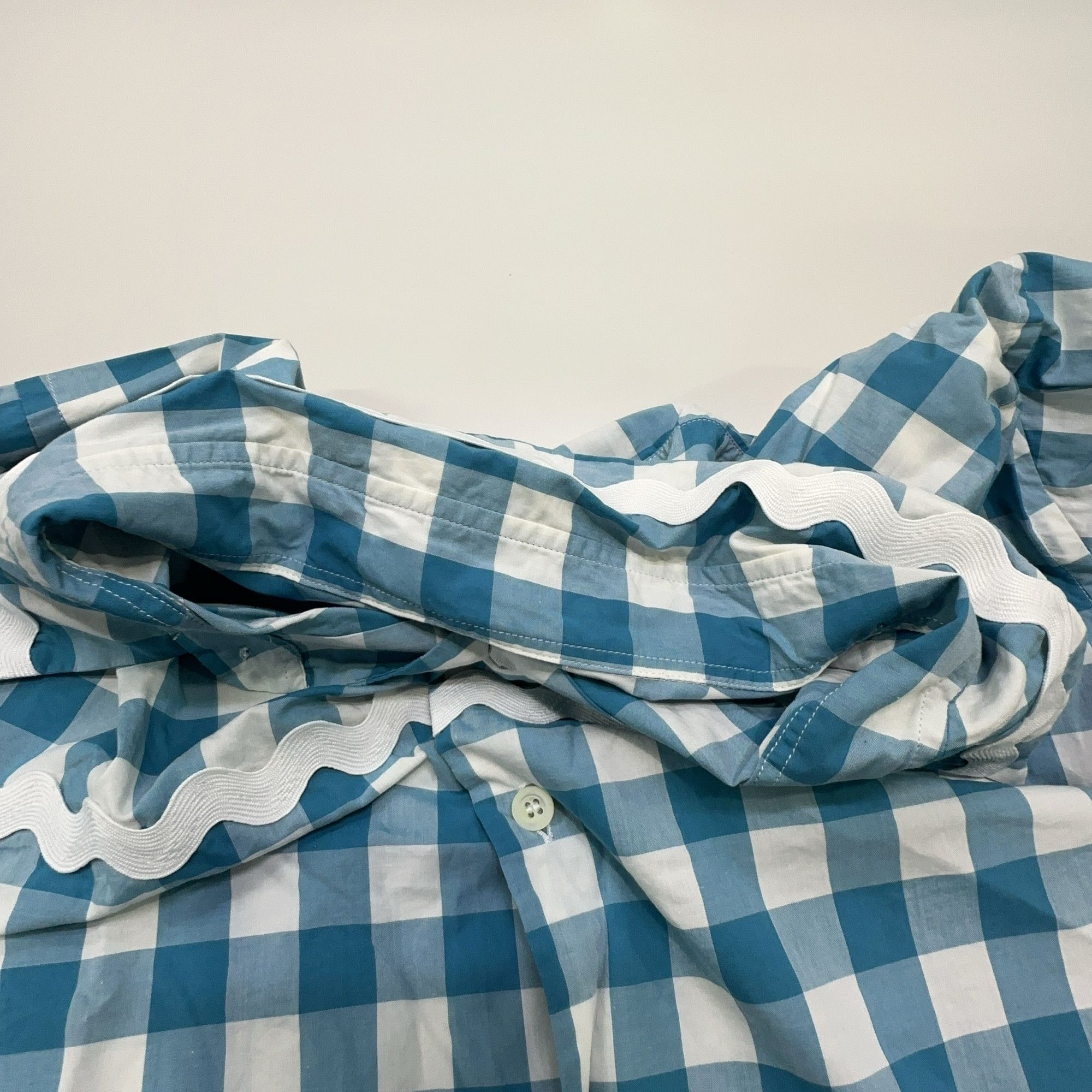 Prada Prada Gingham Wavy Trim Button Up Shirt Size L Size US L / EU 52-54 / 3 - 5 Thumbnail