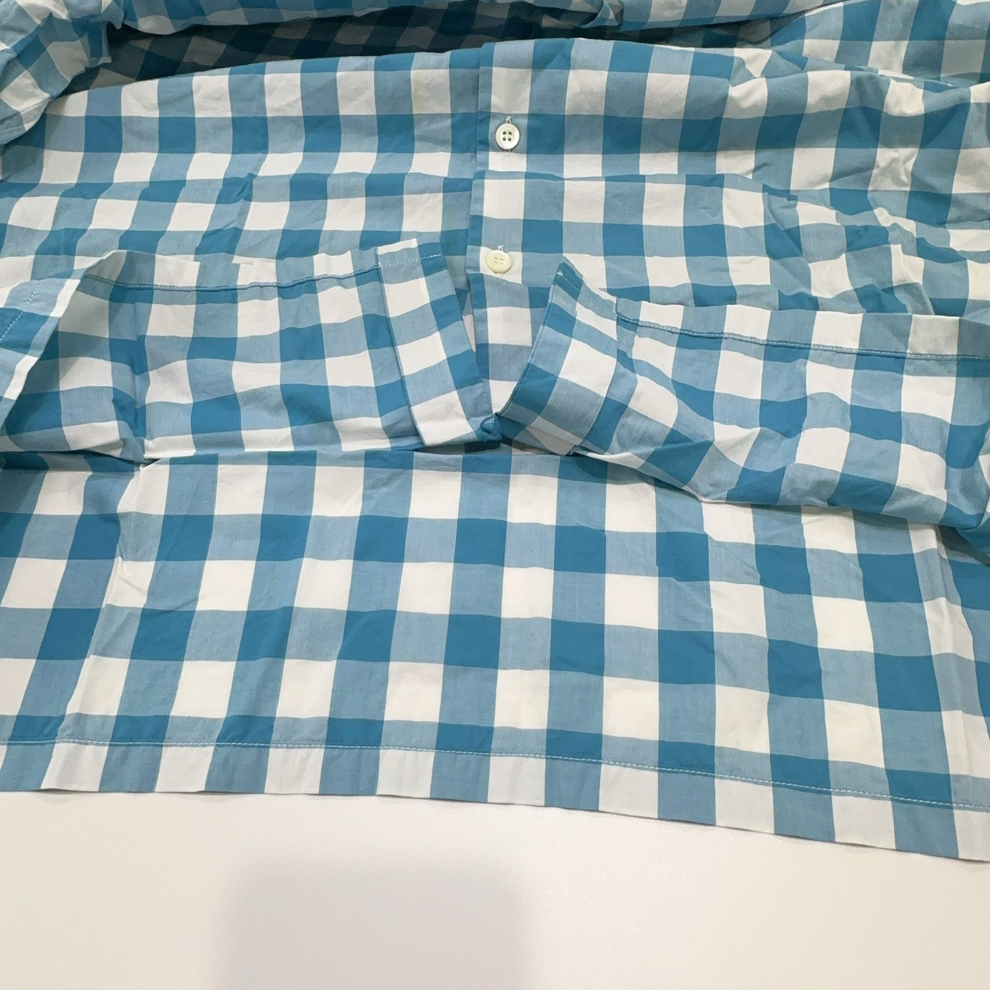 Prada Prada Gingham Wavy Trim Button Up Shirt Size L Size US L / EU 52-54 / 3 - 9 Thumbnail