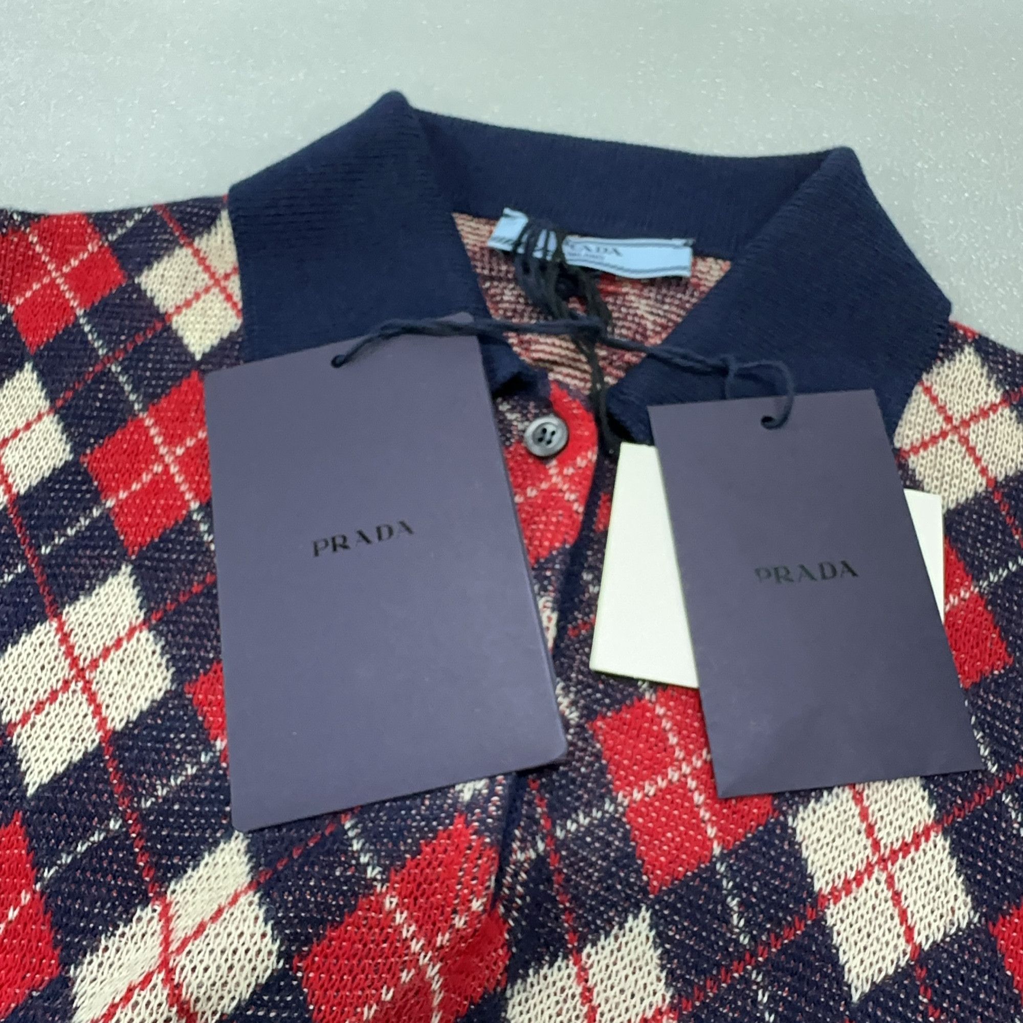 Prada Prada Argyle Pattern Knit Polo Size 38 Size XS / US 0-2 / IT 36-38 - 6 Thumbnail