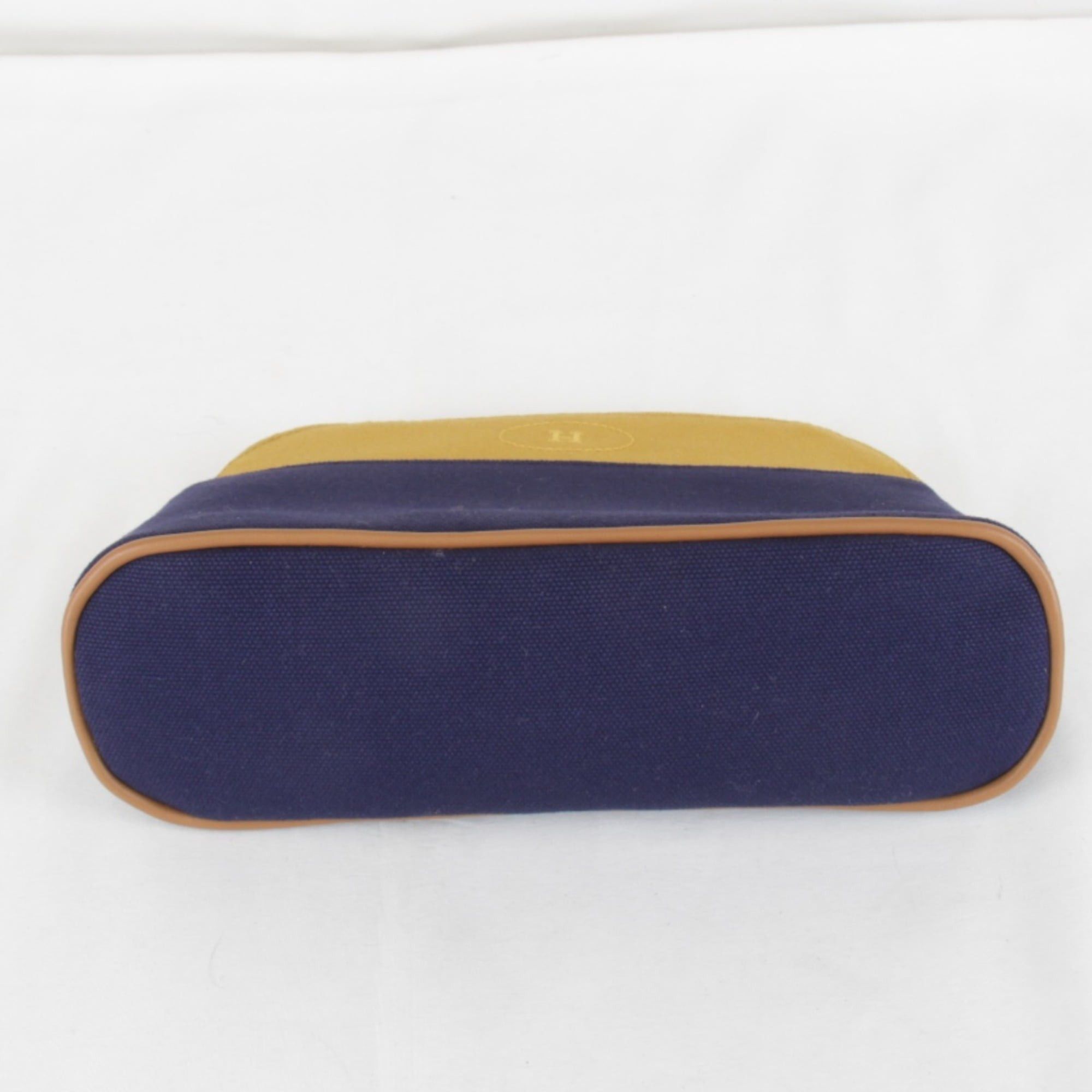 Hermes HERMES Bolide Mini Pouch, Cotton, Ochre x Navy, Women's Size ONE SIZE - 6 Thumbnail