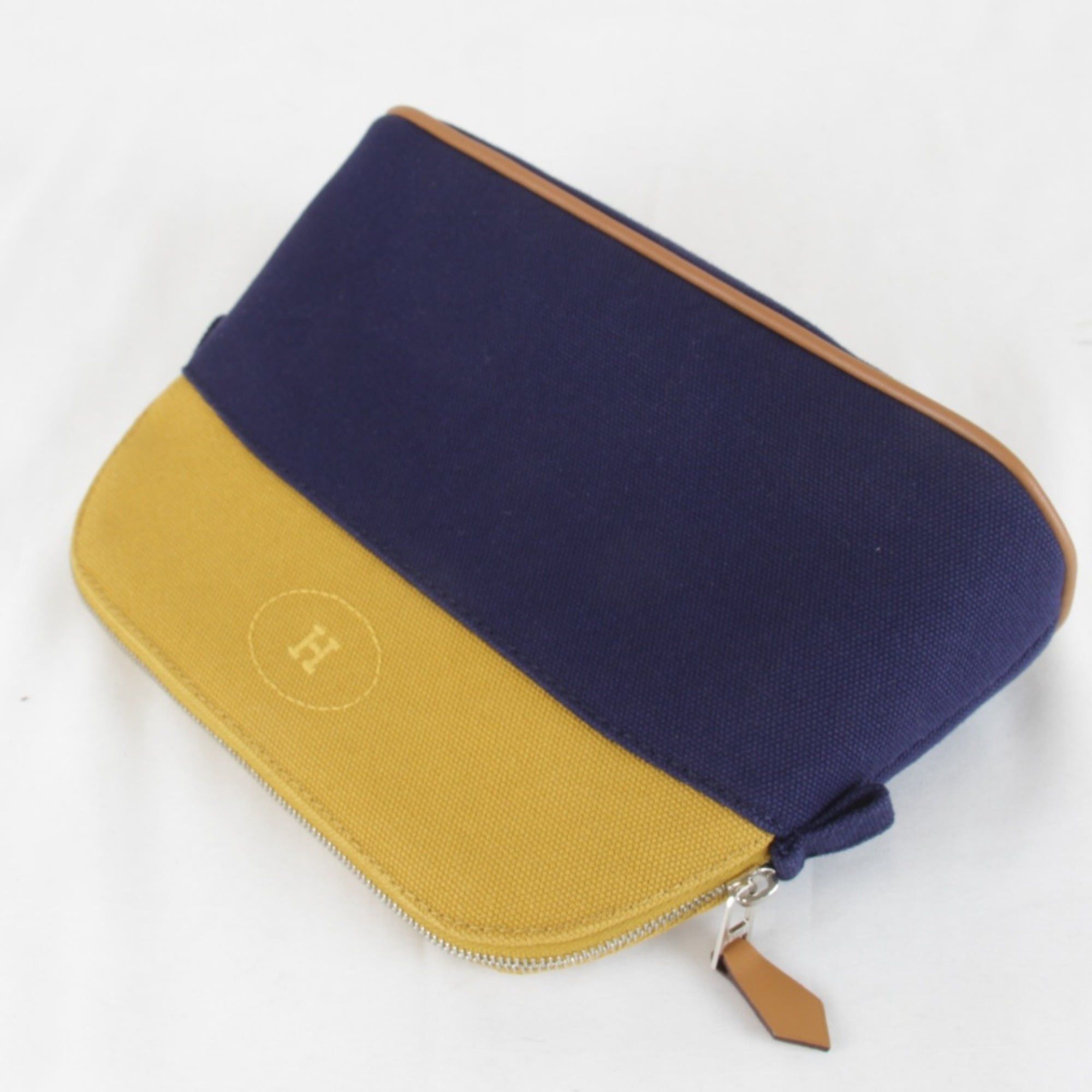 Hermes HERMES Bolide Mini Pouch, Cotton, Ochre x Navy, Women's Size ONE SIZE - 5 Thumbnail