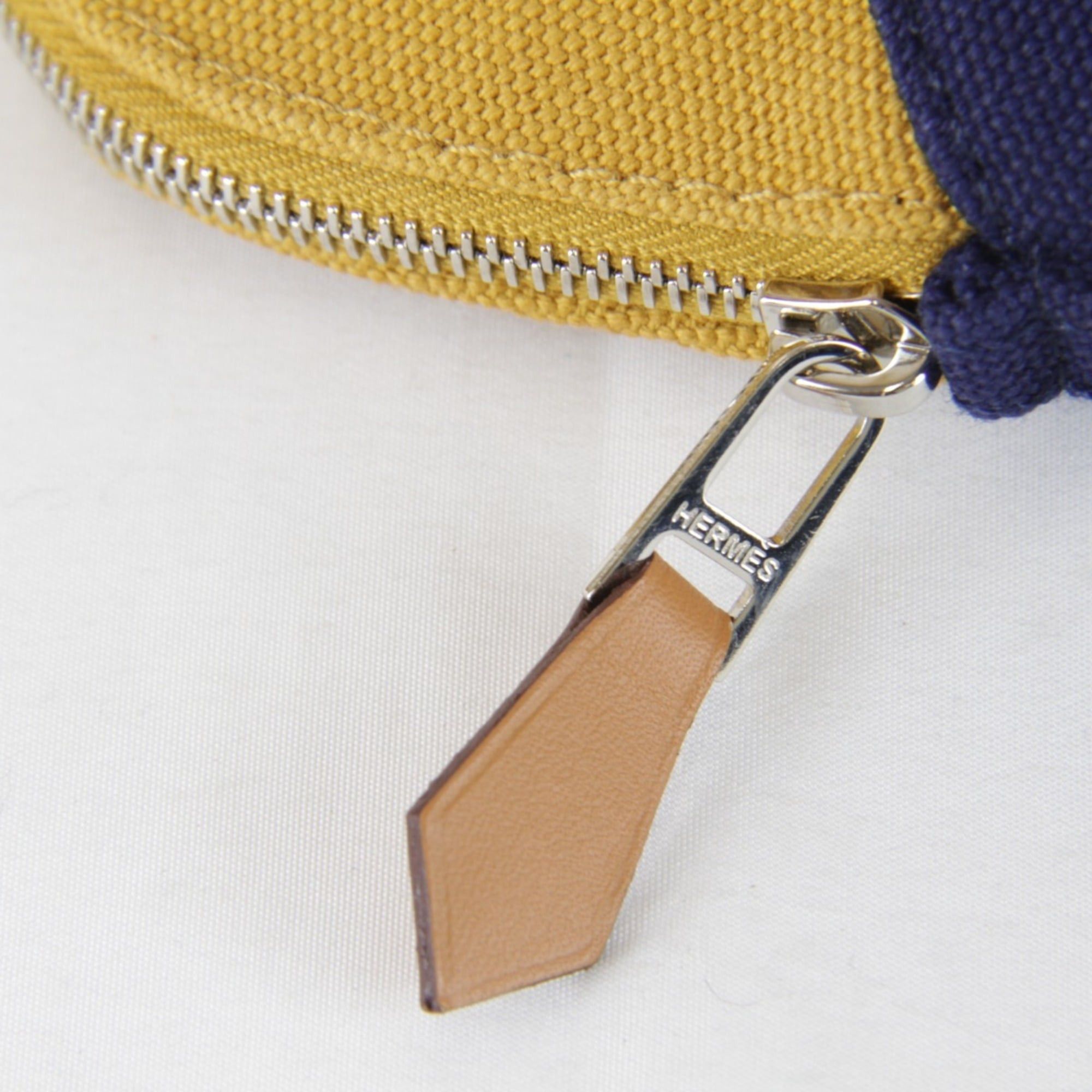 Hermes HERMES Bolide Mini Pouch, Cotton, Ochre x Navy, Women's Size ONE SIZE - 7 Thumbnail