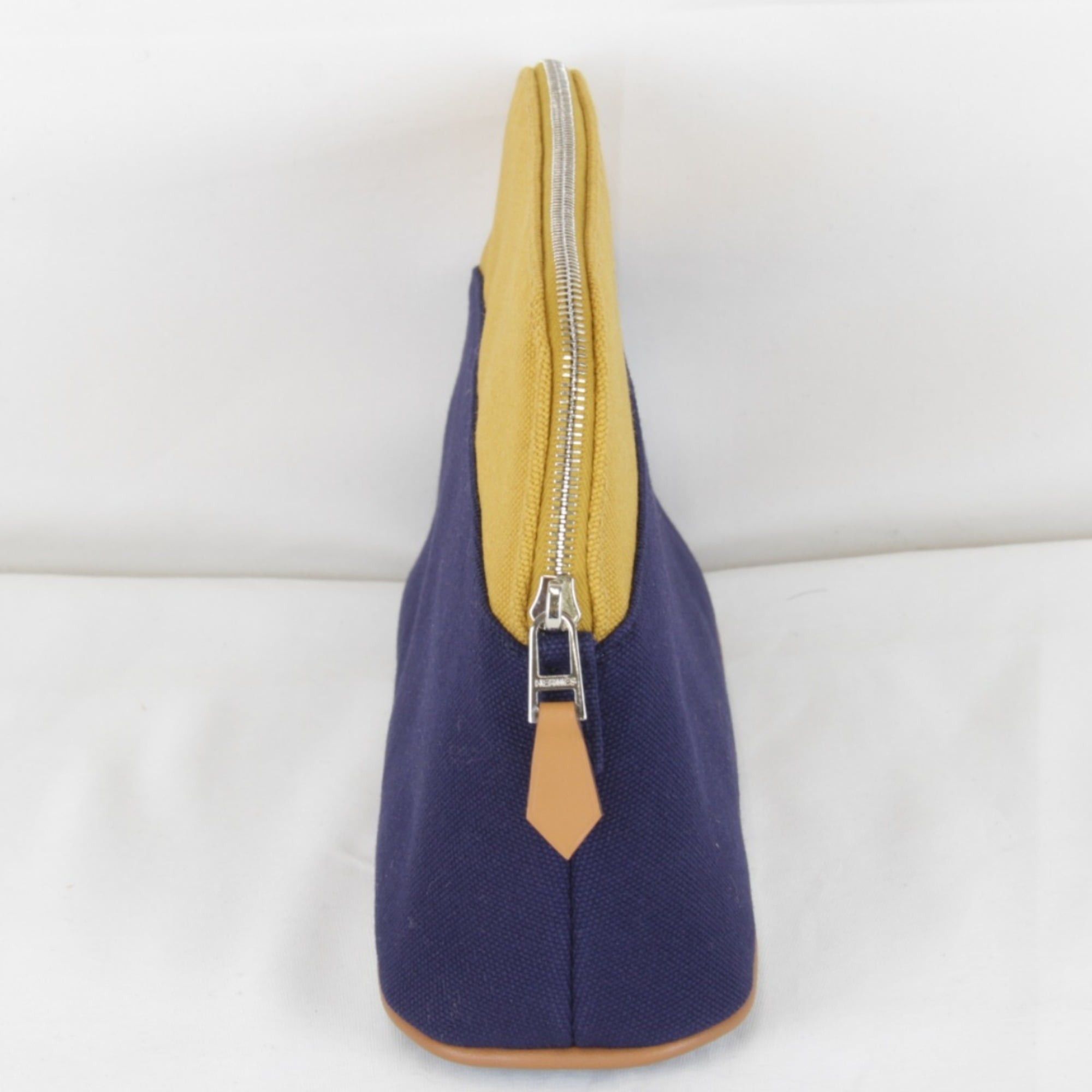 Hermes HERMES Bolide Mini Pouch, Cotton, Ochre x Navy, Women's Size ONE SIZE - 3 Thumbnail