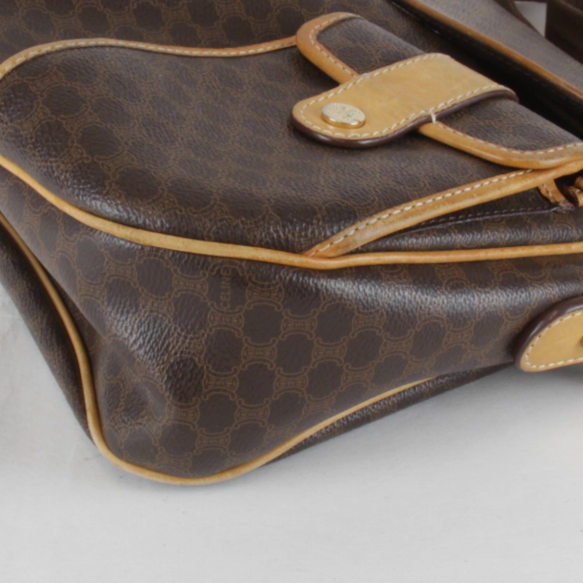 Celine CELINE Macadam pattern pocket shoulder bag, leather, brown, women's. Size ONE SIZE - 3 Thumbnail