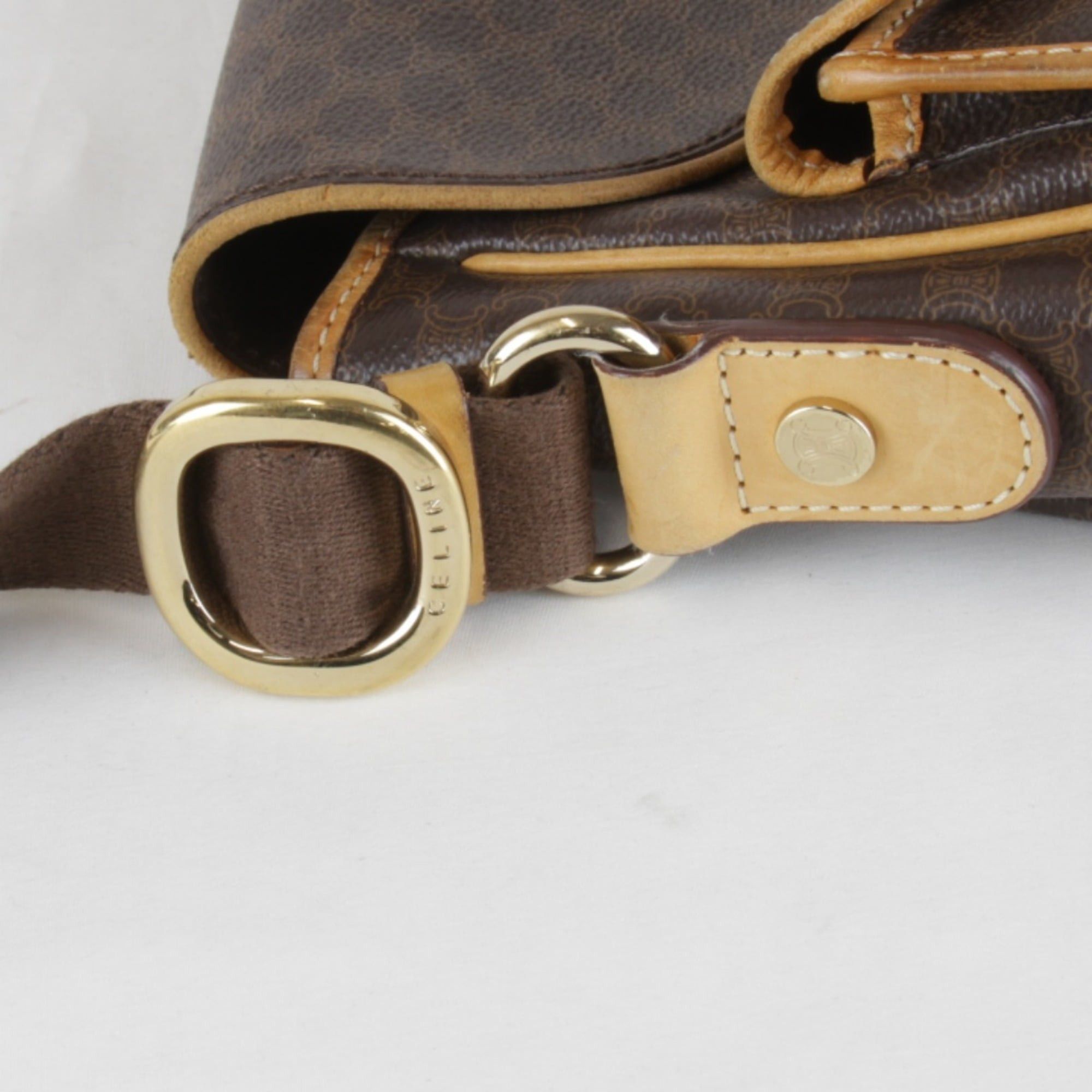 Celine CELINE Macadam pattern pocket shoulder bag, leather, brown, women's. Size ONE SIZE - 12 Thumbnail