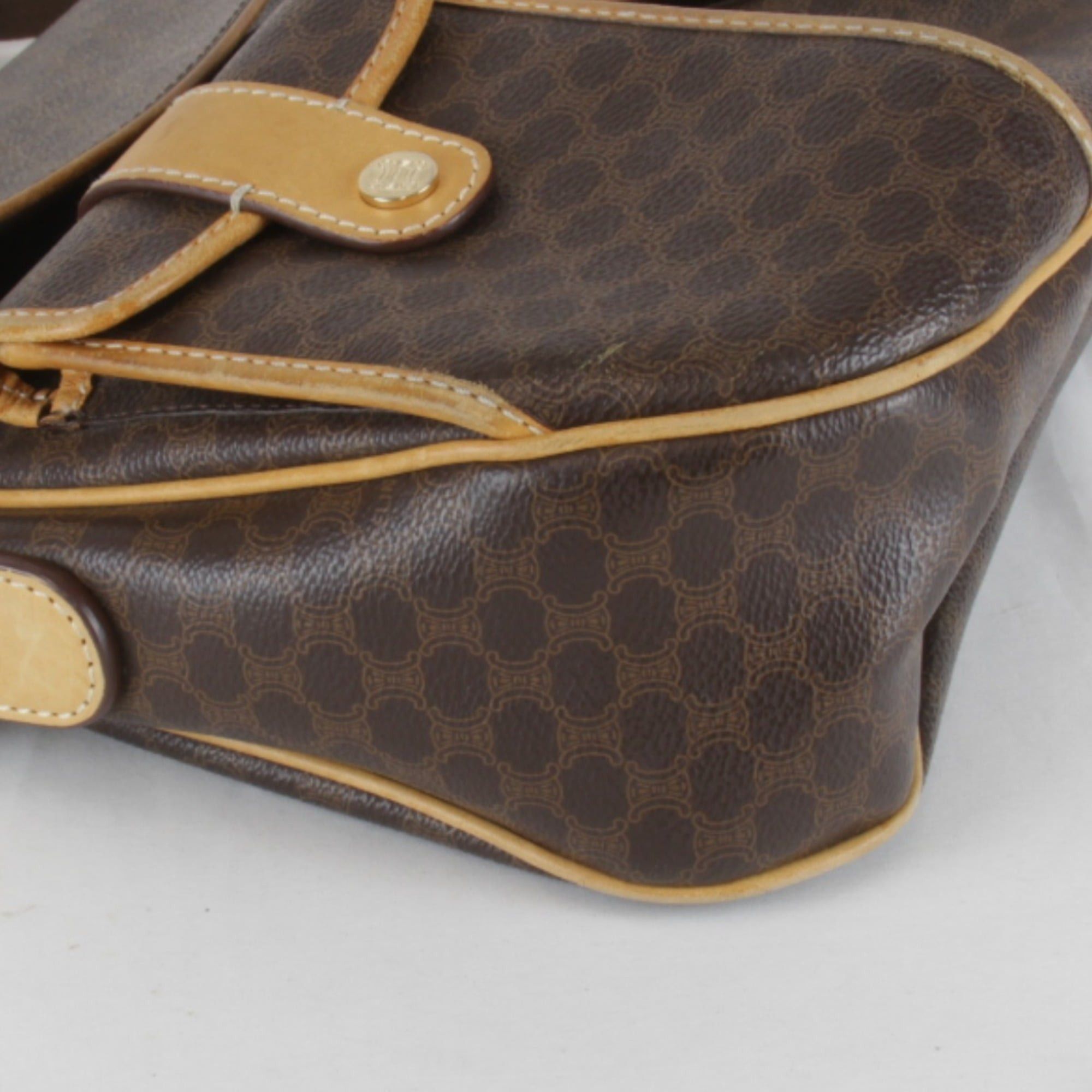 Celine CELINE Macadam pattern pocket shoulder bag, leather, brown, women's. Size ONE SIZE - 4 Thumbnail