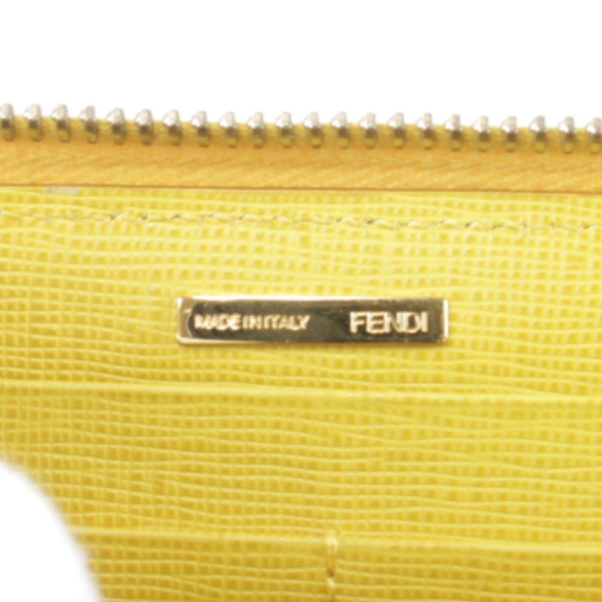 Fendi FENDI Zucca Round Long Wallet, Leather, Yellow x Brown, Women's Size ONE SIZE - 10 Thumbnail