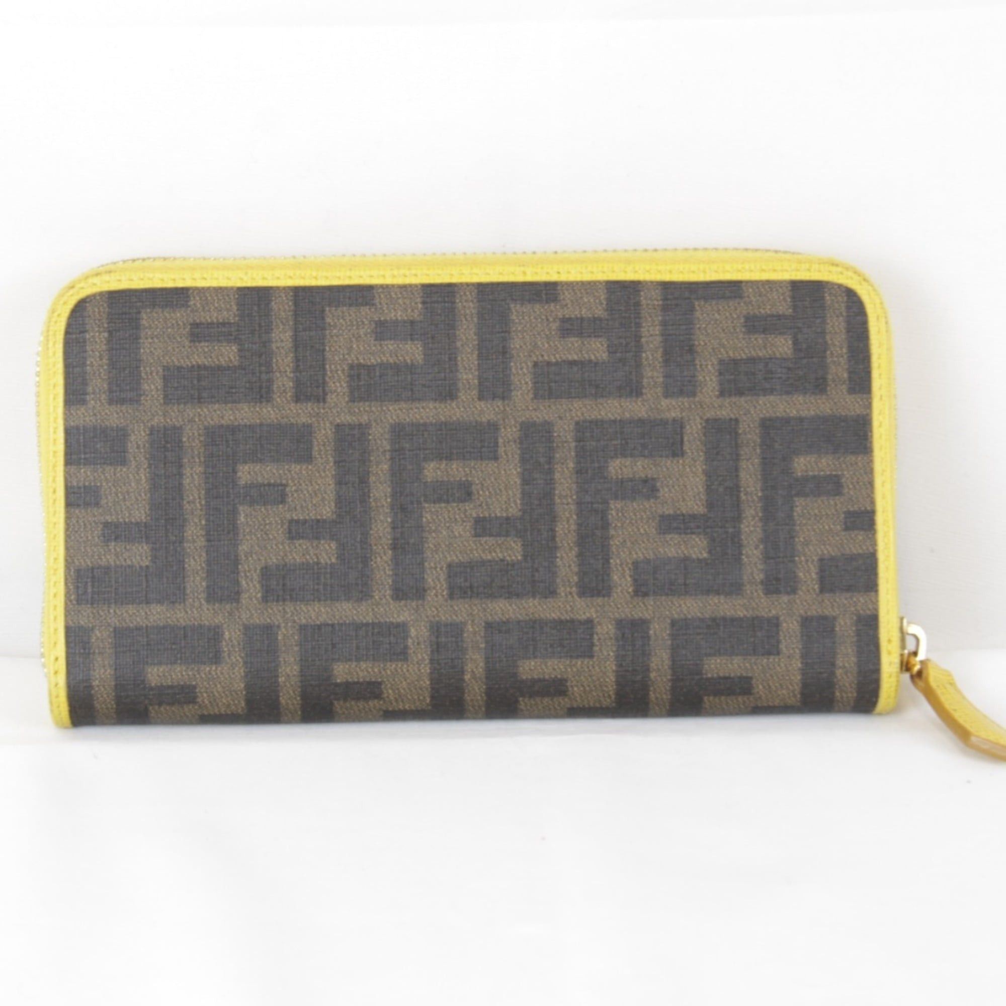 Fendi FENDI Zucca Round Long Wallet, Leather, Yellow x Brown, Women's Size ONE SIZE - 2 Thumbnail
