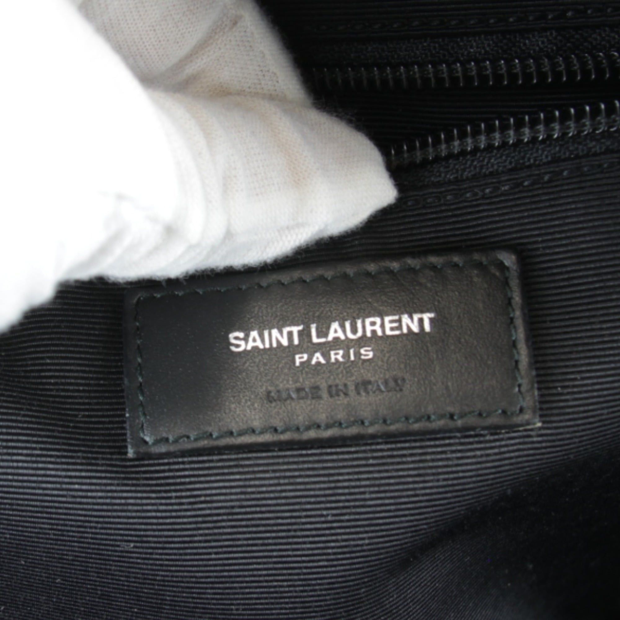 Yves Saint Laurent YVES SAINT LAURENT Studded Backpack, Cotton Canvas, Black, Women's Size ONE SIZE - 11 Thumbnail