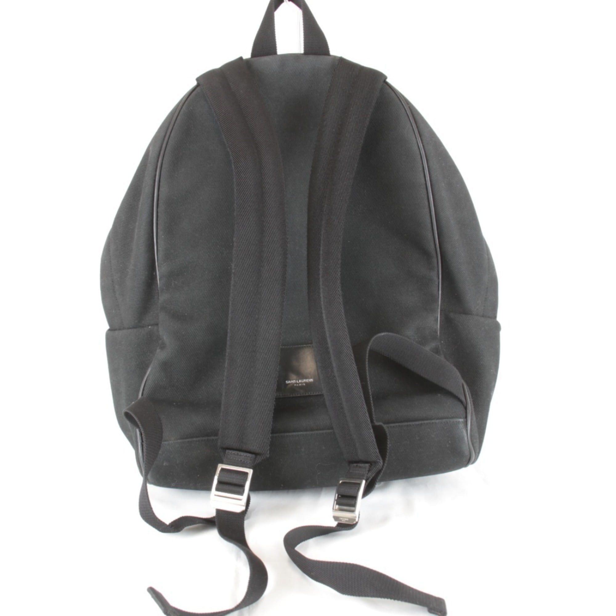 Yves Saint Laurent YVES SAINT LAURENT Studded Backpack, Cotton Canvas, Black, Women's Size ONE SIZE - 2 Thumbnail