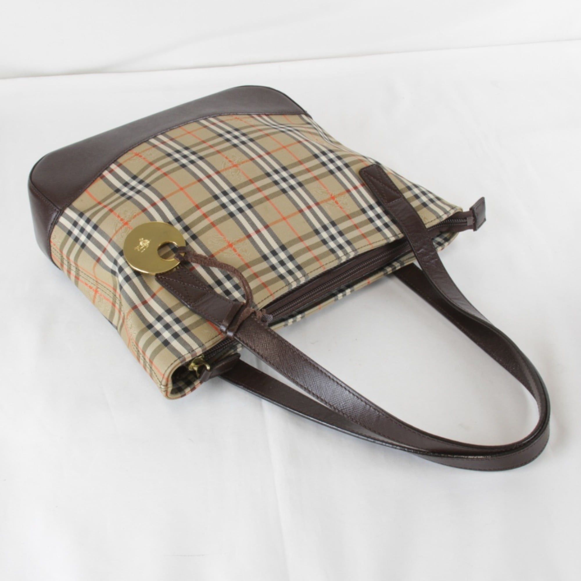 Burberry BURBERRY Nova Check Shadow Horse Tote Bag, Canvas Leather, Beige, Women's Size ONE SIZE - 5 Thumbnail
