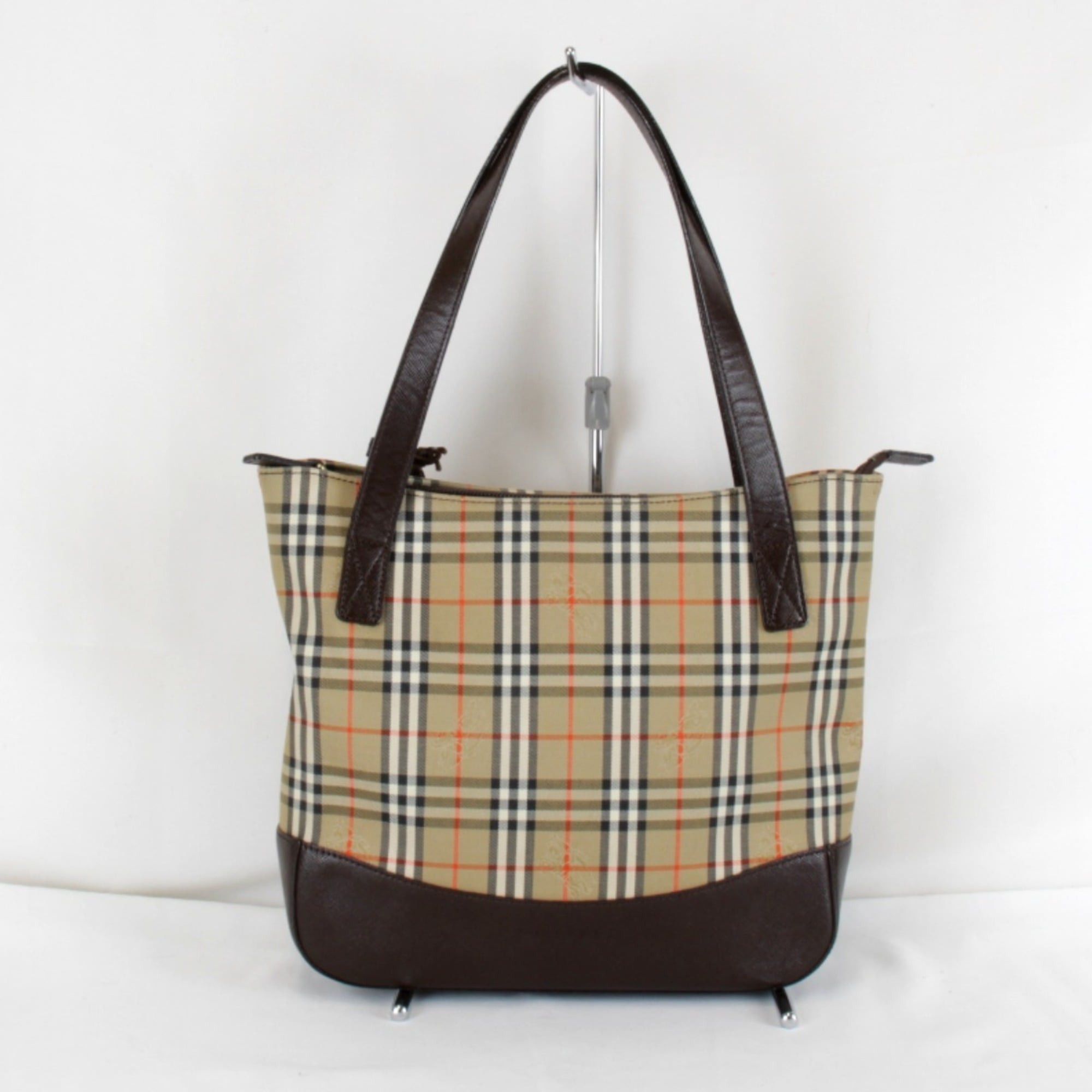 Burberry BURBERRY Nova Check Shadow Horse Tote Bag, Canvas Leather, Beige, Women's Size ONE SIZE - 2 Thumbnail