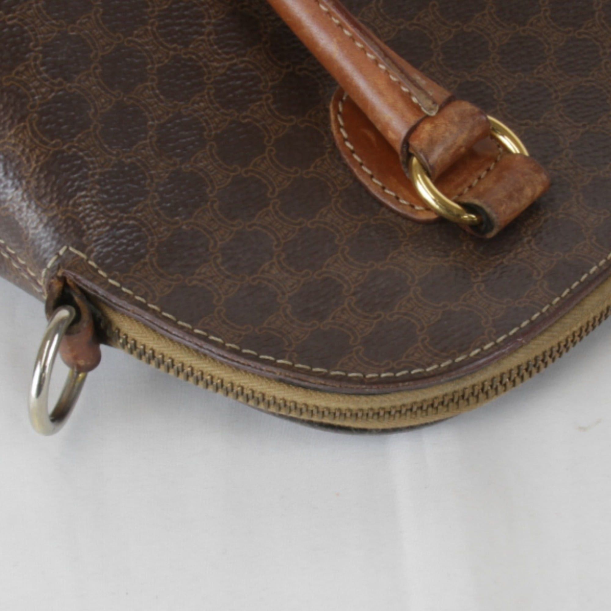 Celine CELINE Macadam Strap Handbag, Leather, Brown, Women's Size ONE SIZE - 12 Thumbnail