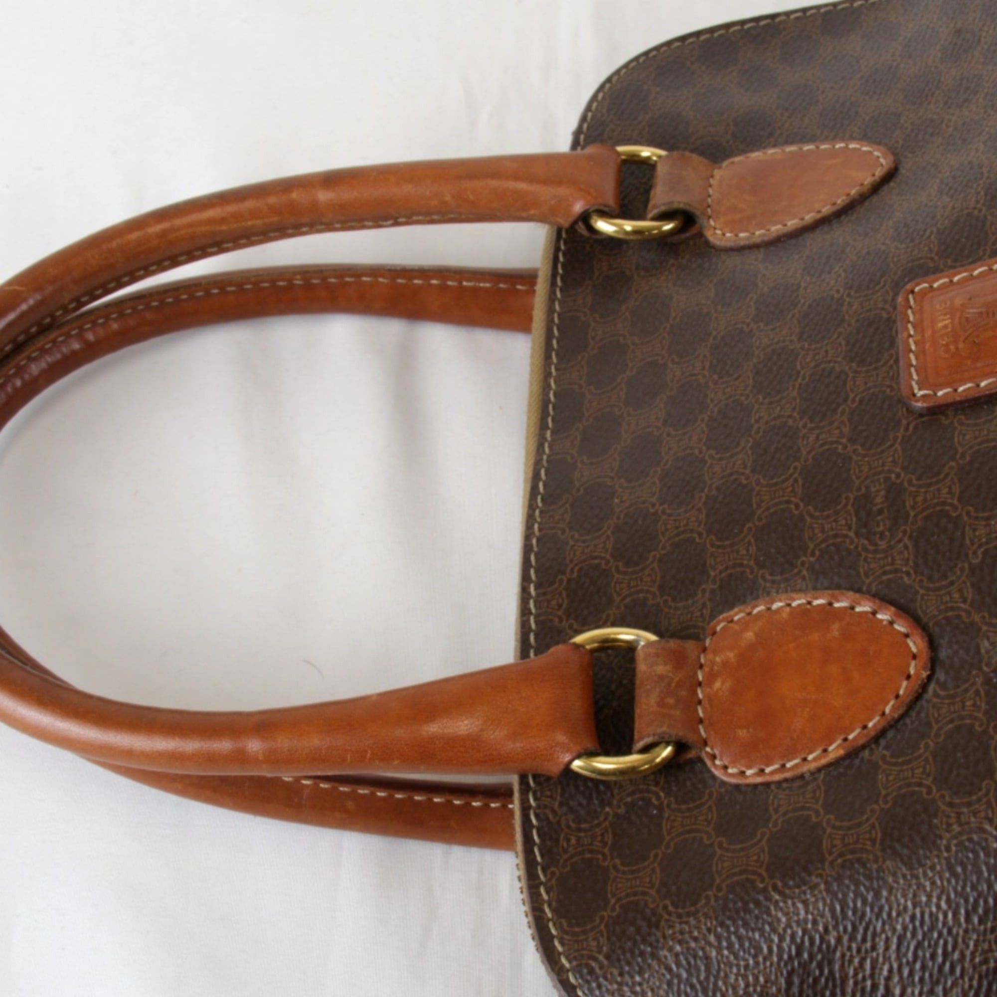 Celine CELINE Macadam Strap Handbag, Leather, Brown, Women's Size ONE SIZE - 7 Thumbnail