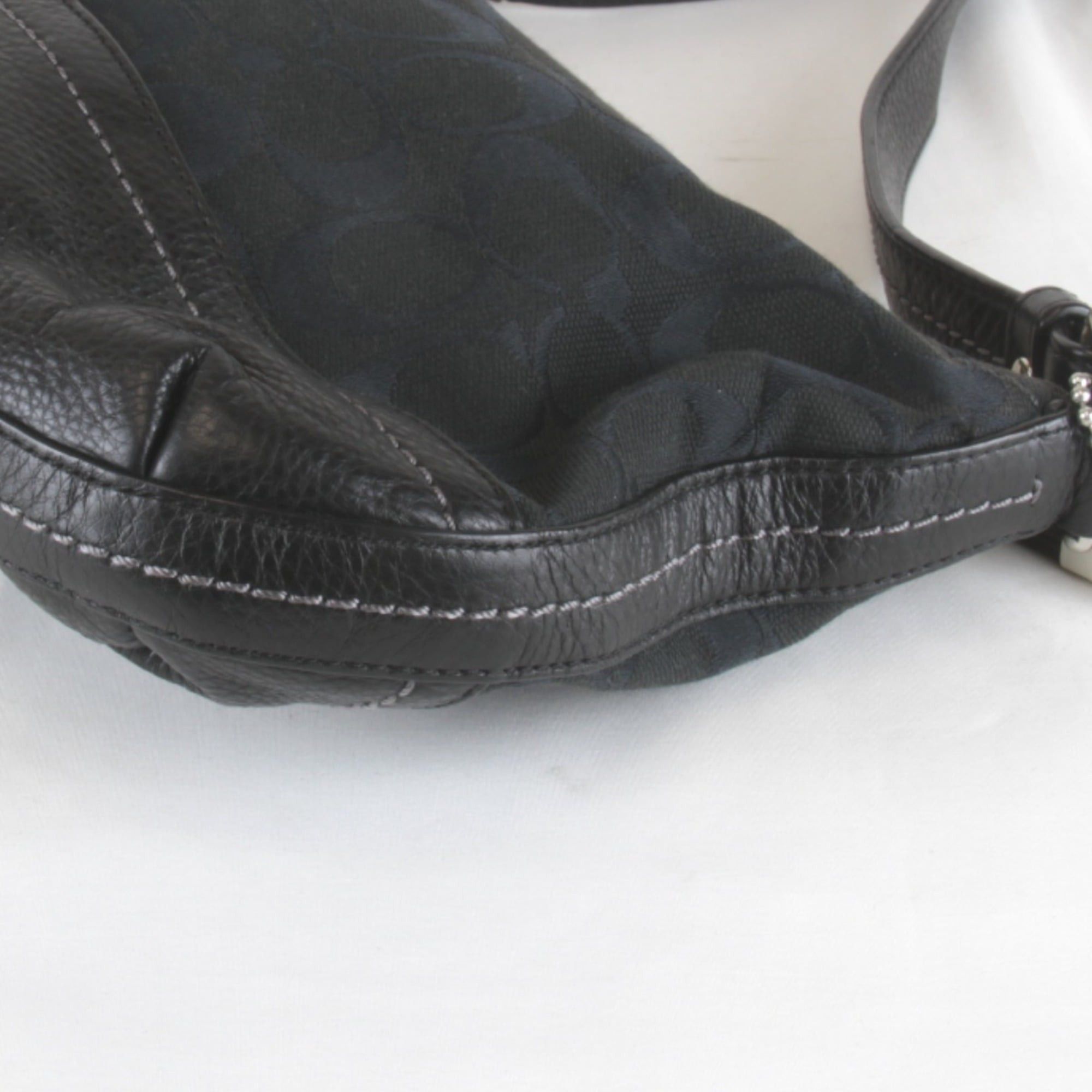 Coach COACH F1380-F24028 Signature Pattern Shoulder Bag, Canvas Leather, Black, Women's Size ONE SIZE - 3 Thumbnail