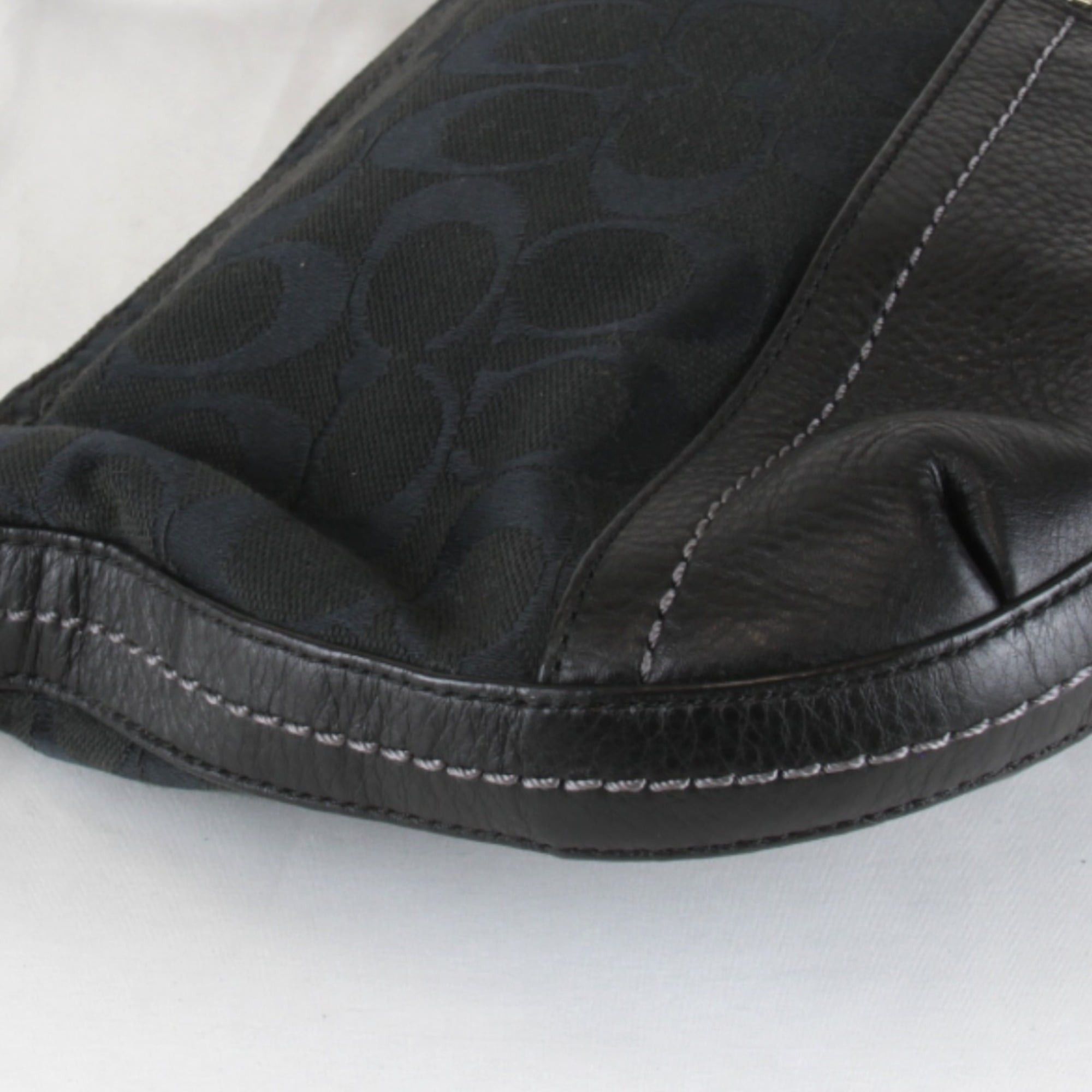 Coach COACH F1380-F24028 Signature Pattern Shoulder Bag, Canvas Leather, Black, Women's Size ONE SIZE - 4 Thumbnail