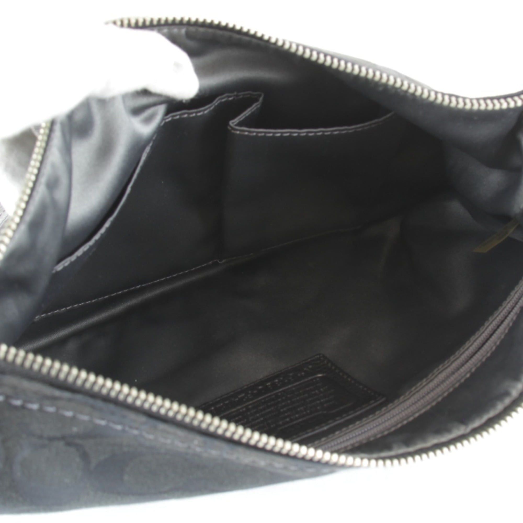 Coach COACH F1380-F24028 Signature Pattern Shoulder Bag, Canvas Leather, Black, Women's Size ONE SIZE - 7 Thumbnail