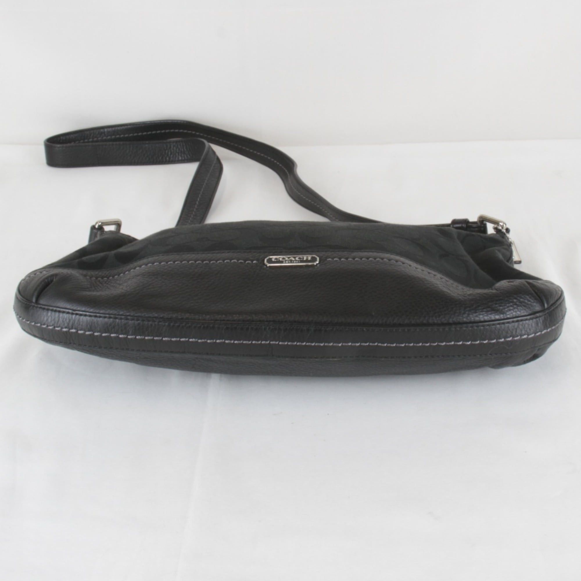 Coach COACH F1380-F24028 Signature Pattern Shoulder Bag, Canvas Leather, Black, Women's Size ONE SIZE - 5 Thumbnail
