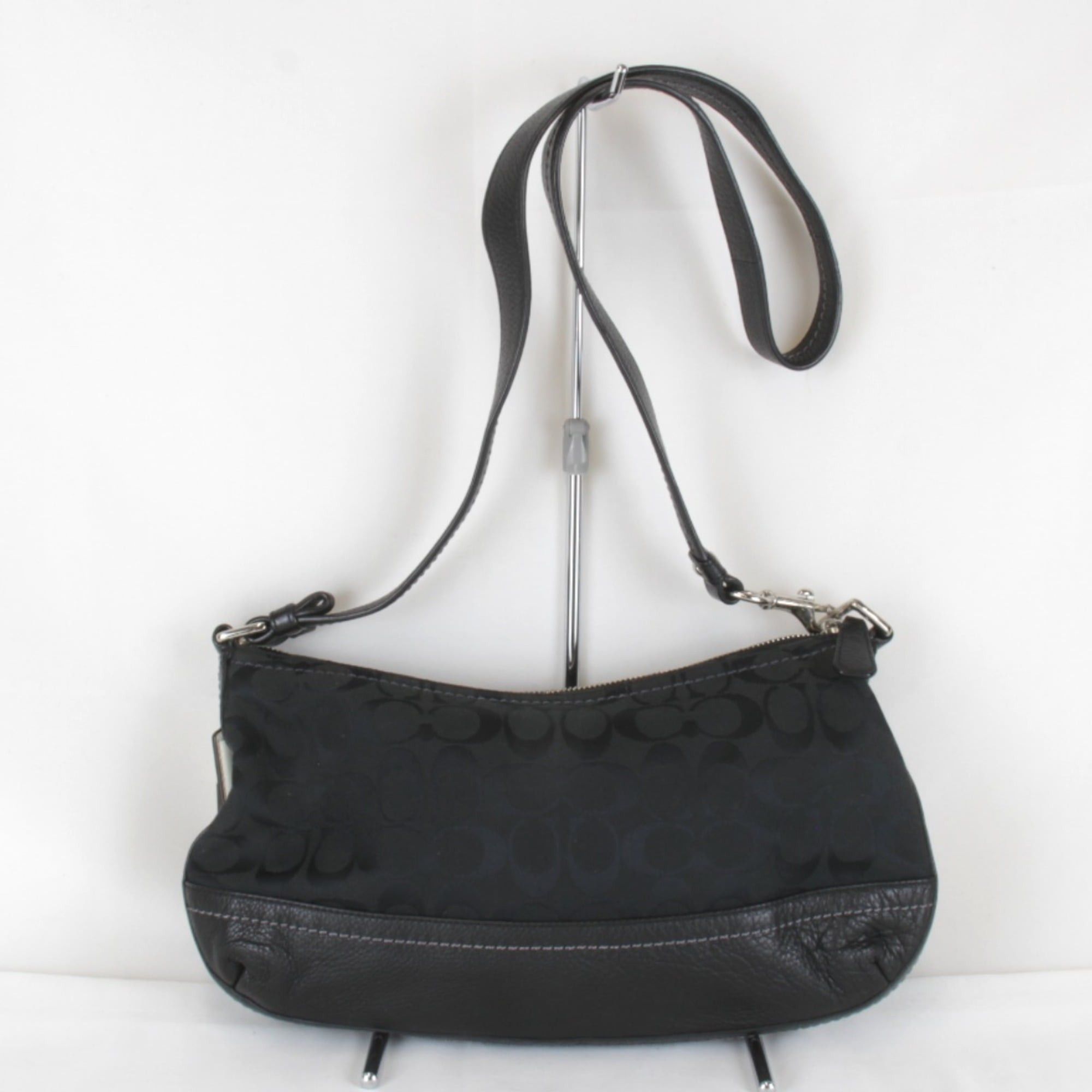 Coach COACH F1380-F24028 Signature Pattern Shoulder Bag, Canvas Leather, Black, Women's Size ONE SIZE - 2 Thumbnail