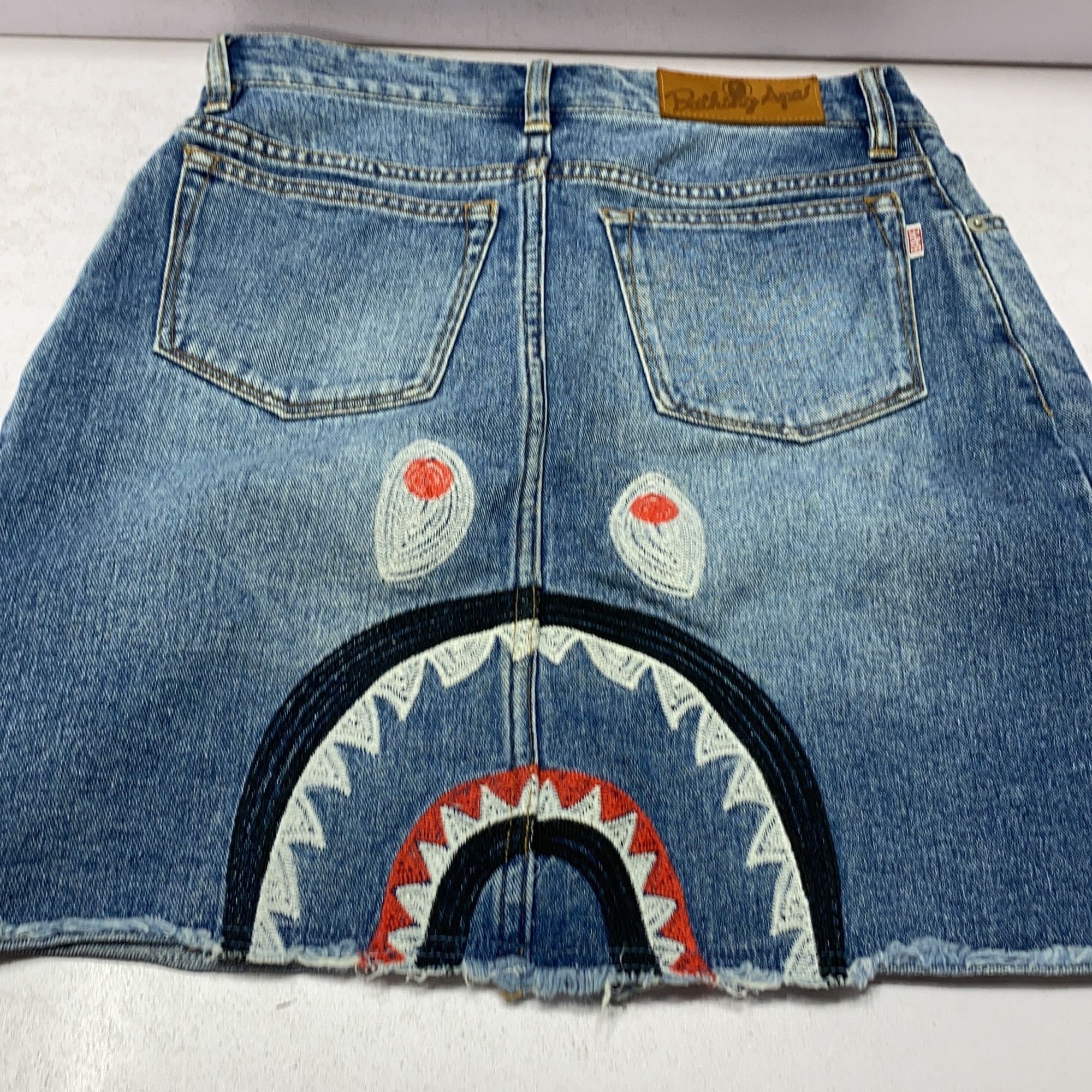MM6 A Bathing Ape WGM Shark Denim Mini Skirt Size S Size 26" / US 2 / IT 38 - 5 Thumbnail