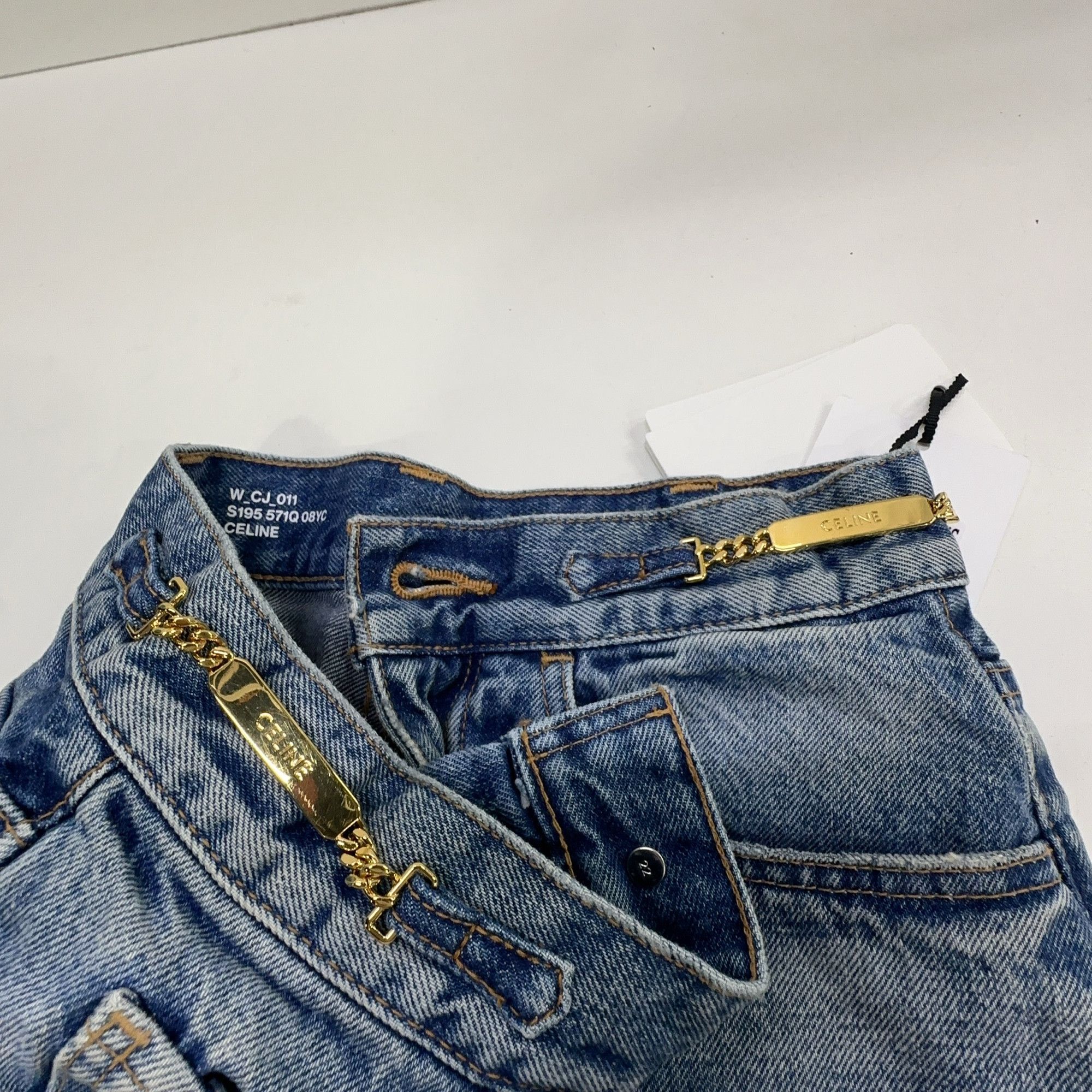 Celine Celine Chain Detail Denim Mini Skirt Size 25 Size 25" / US 0 / IT 36 - 8 Thumbnail