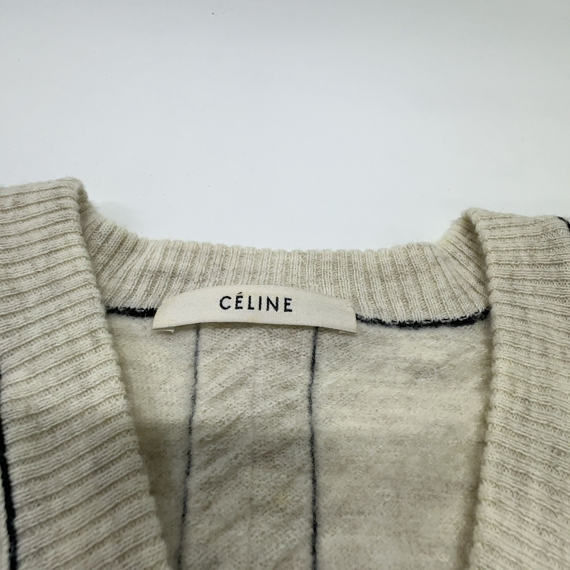 Celine CELINE Beige V-Neck Sweater Size L Size L / US 10 / IT 46 - 3 Thumbnail