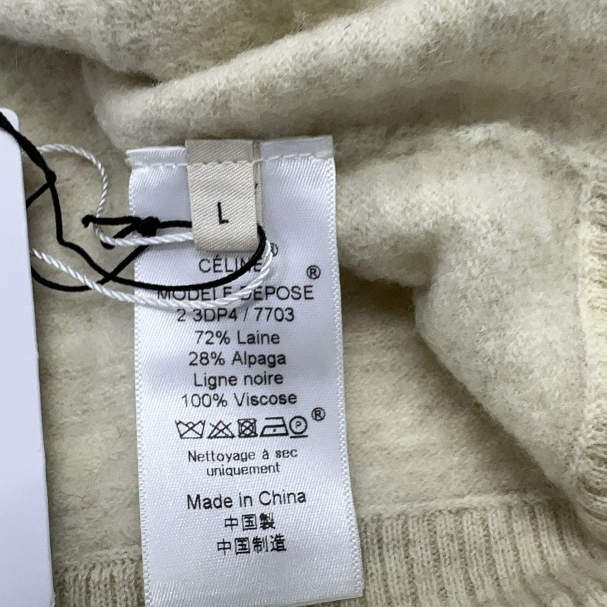 Celine CELINE Beige V-Neck Sweater Size L Size L / US 10 / IT 46 - 4 Thumbnail