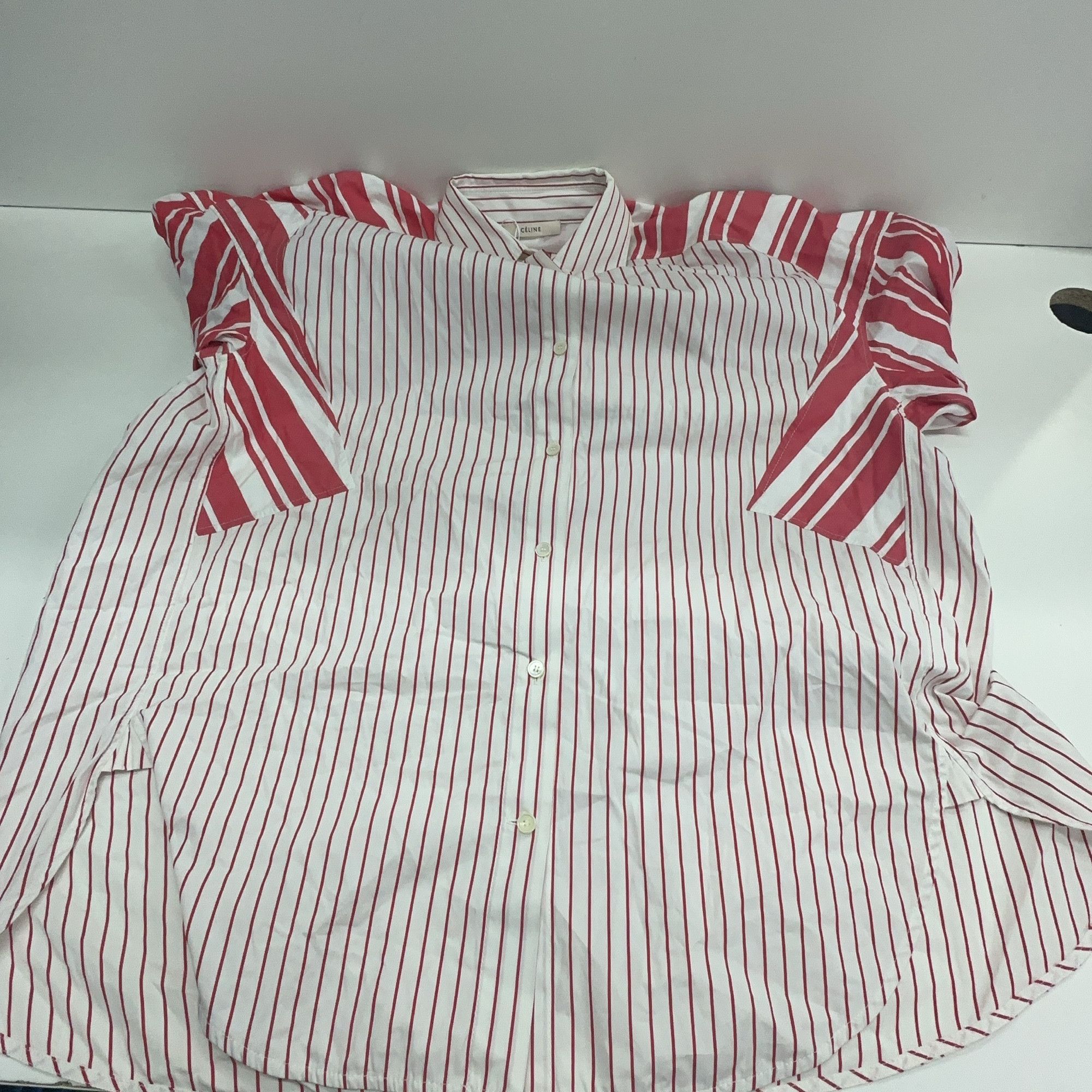 Celine Celine Red Striped Button Up Shirt Size 34 Size XXS / US 00 / IT 34 - 9 Thumbnail