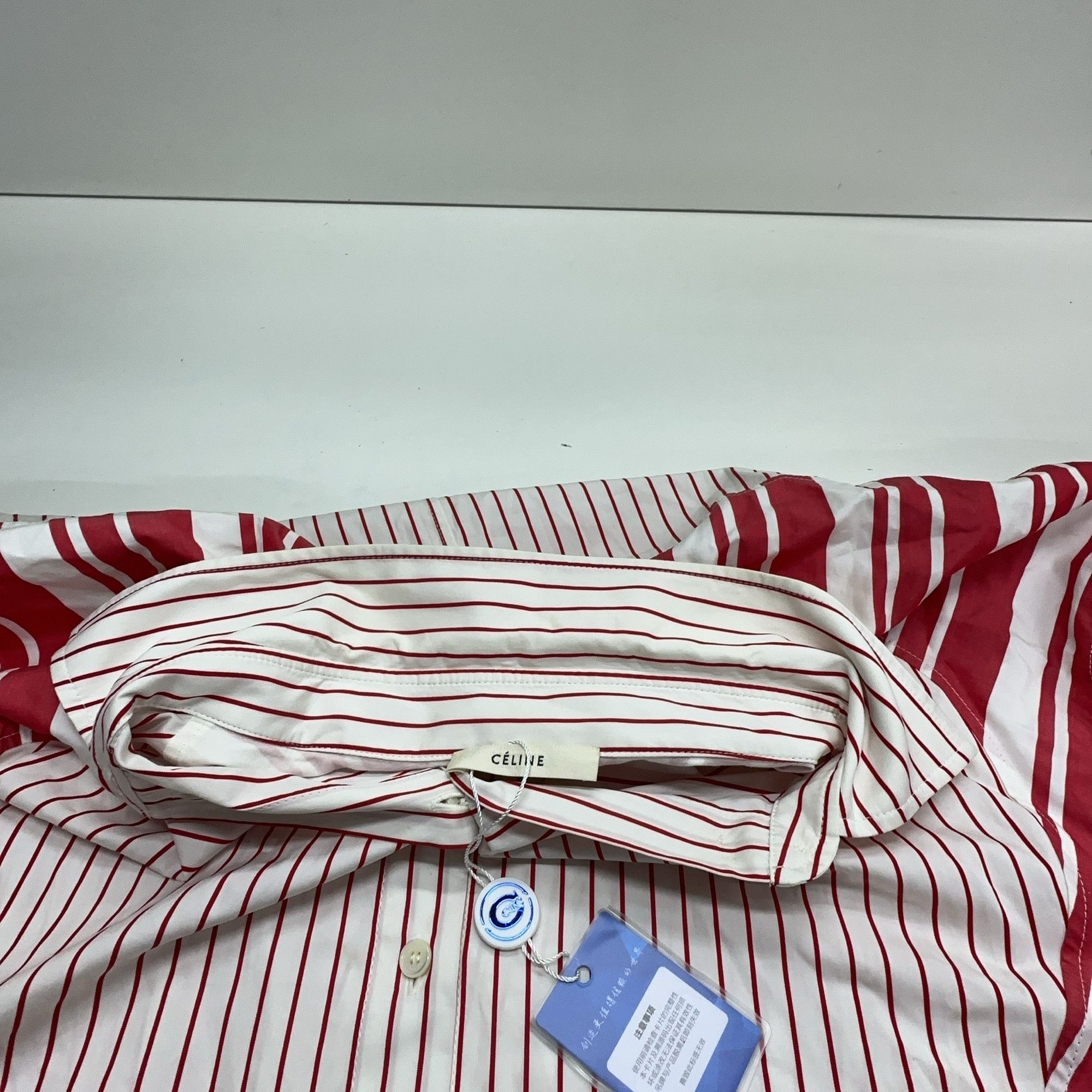 Celine Celine Red Striped Button Up Shirt Size 34 Size XXS / US 00 / IT 34 - 5 Thumbnail
