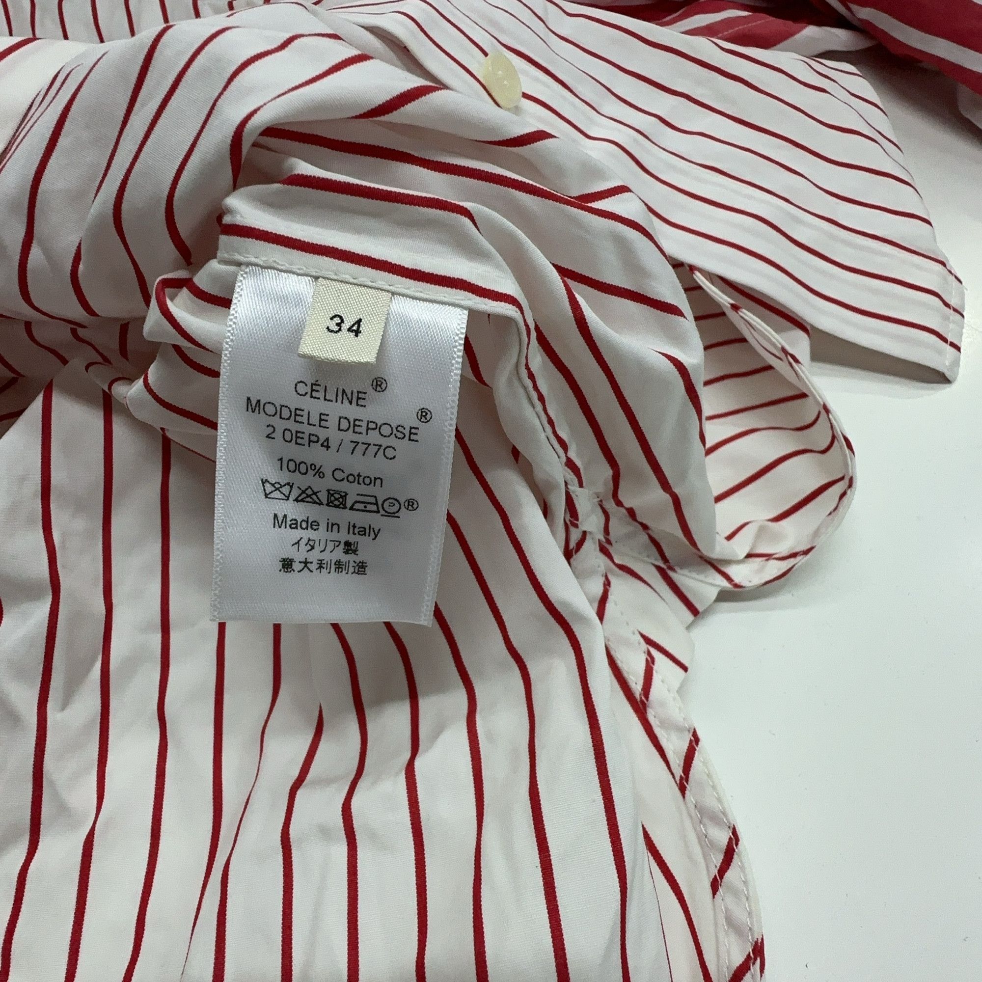 Celine Celine Red Striped Button Up Shirt Size 34 Size XXS / US 00 / IT 34 - 3 Thumbnail