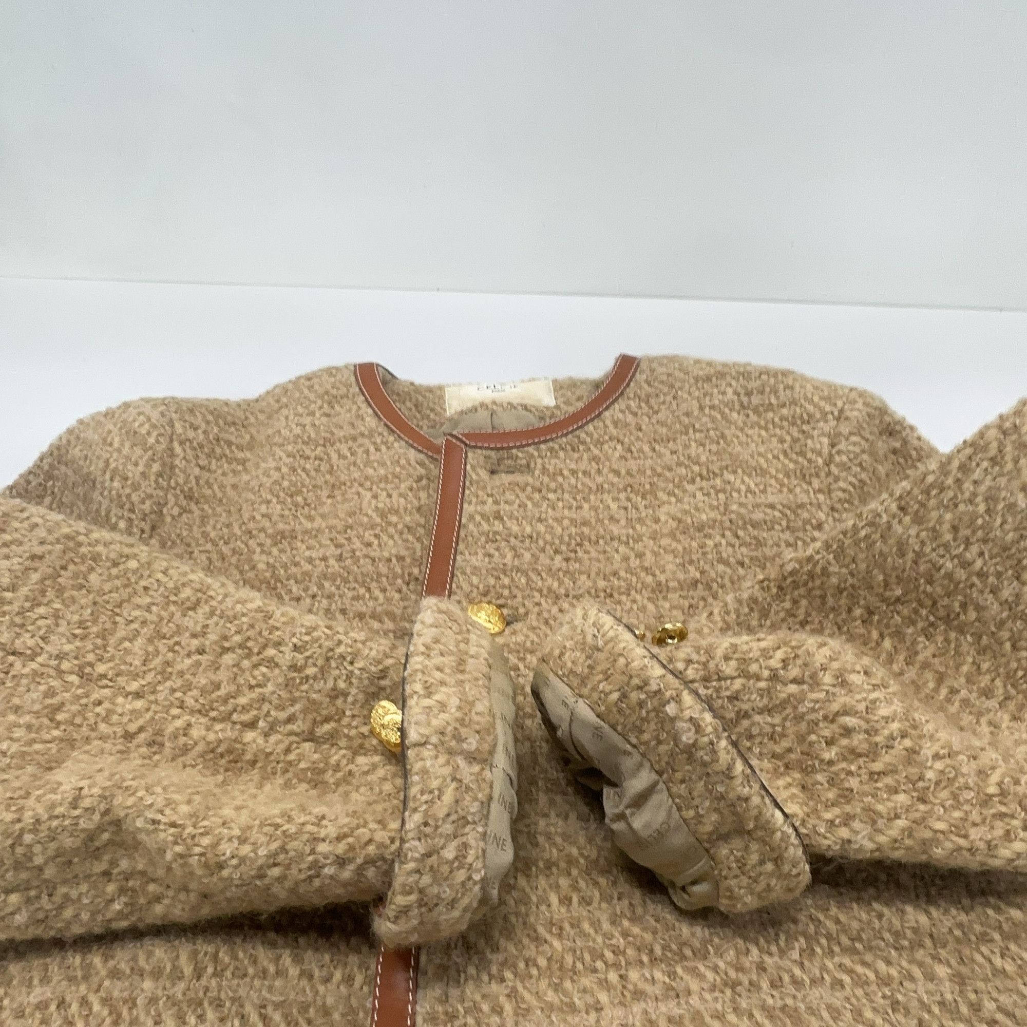 Celine CELINE Tweed Leather Trim Jacket Size 42 Size M / US 6-8 / IT 42-44 - 9 Thumbnail