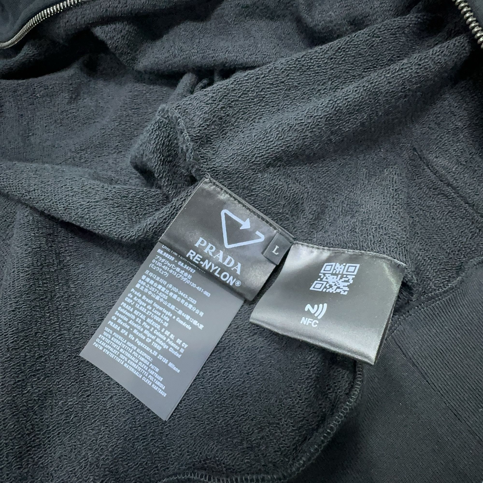 Prada Prada Logo Zip-Up Hoodie Black Size L Size US L / EU 52-54 / 3 - 3 Thumbnail