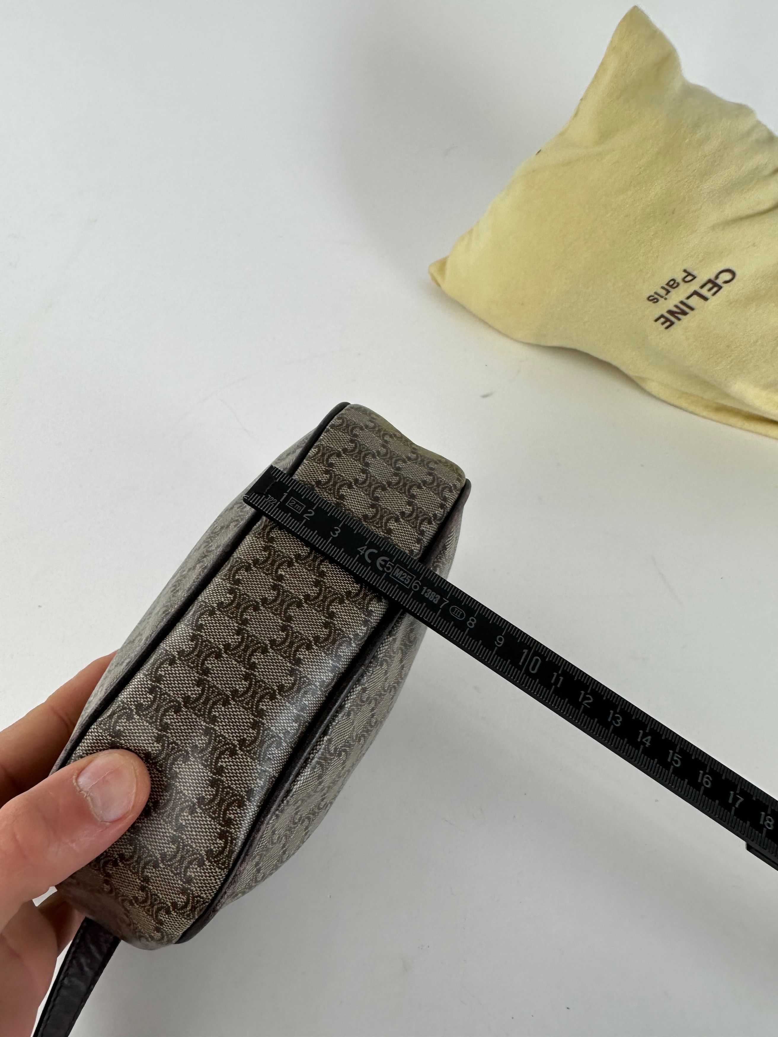 Celine Vintage Macadam Canvas Camera Crossbody Bag Dark Brown Size ONE SIZE - 13 Thumbnail