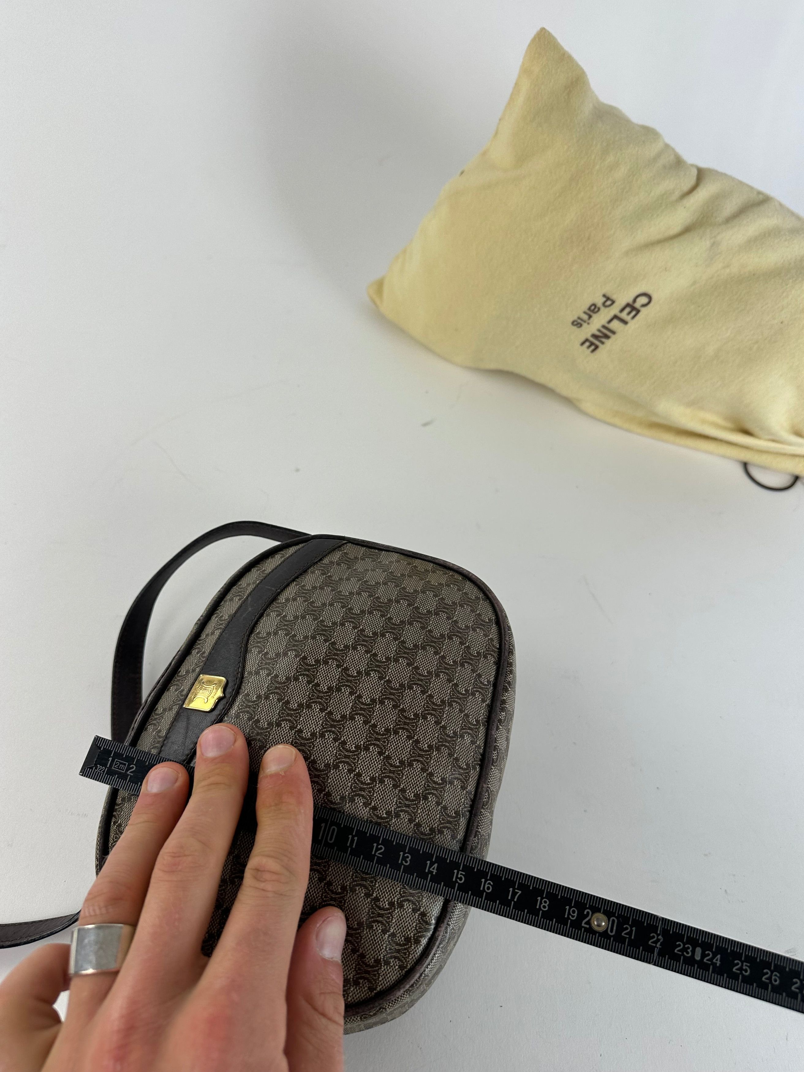 Celine Vintage Macadam Canvas Camera Crossbody Bag Dark Brown Size ONE SIZE - 11 Thumbnail