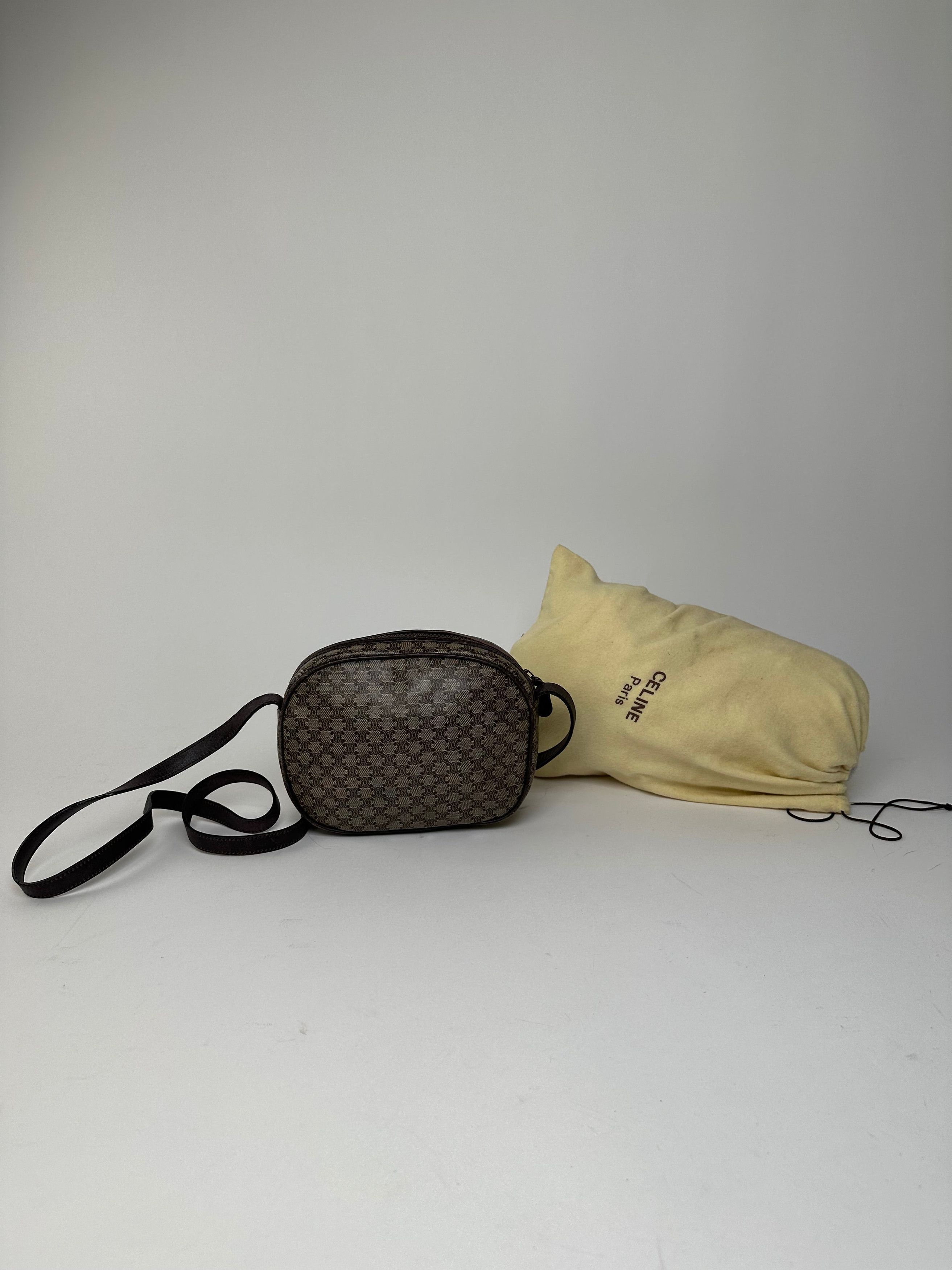 Celine Vintage Macadam Canvas Camera Crossbody Bag Dark Brown Size ONE SIZE - 2 Thumbnail