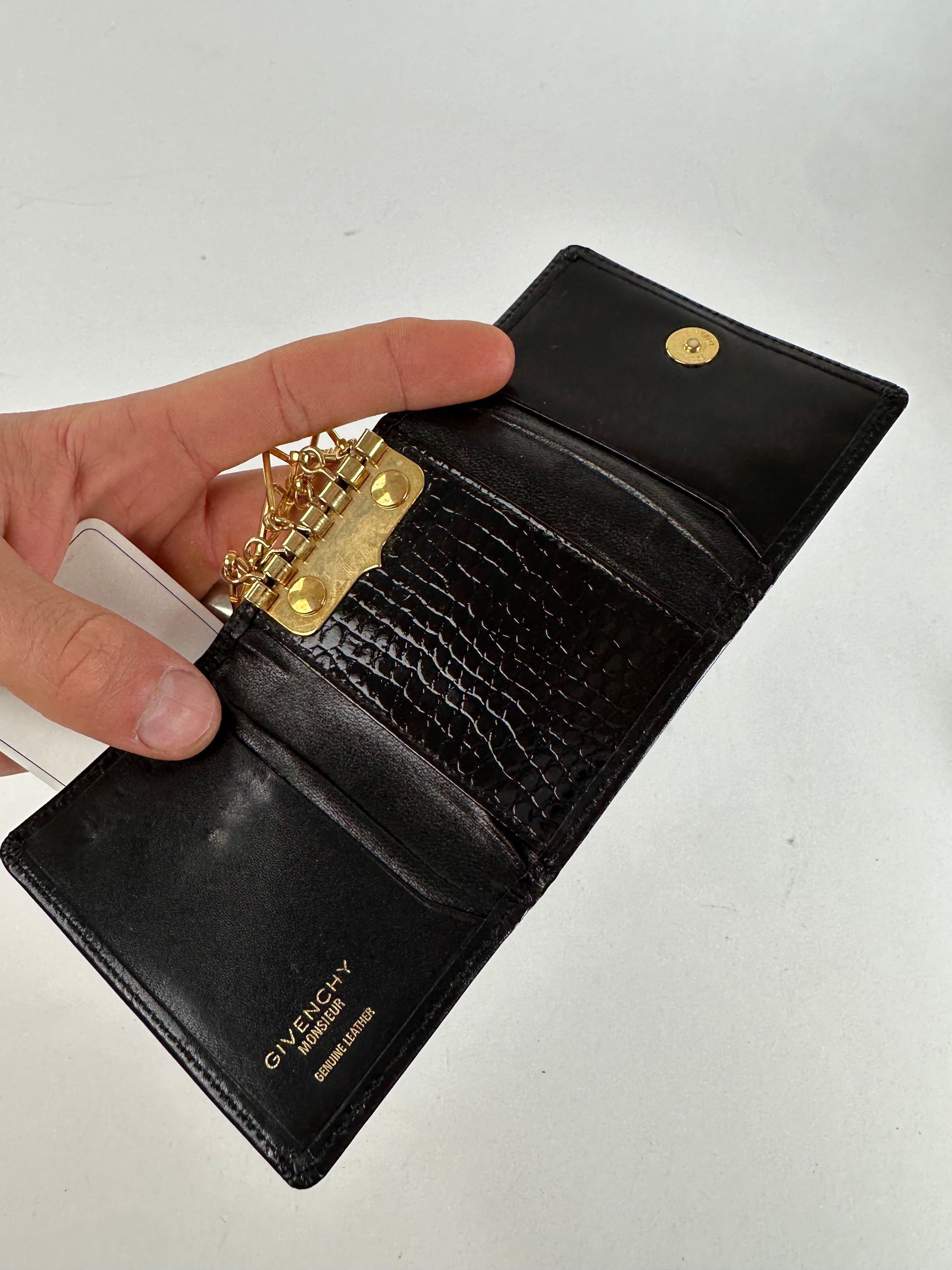 Givenchy Vintage 4G Logo Leather Key Holder Black Size ONE SIZE - 3 Thumbnail