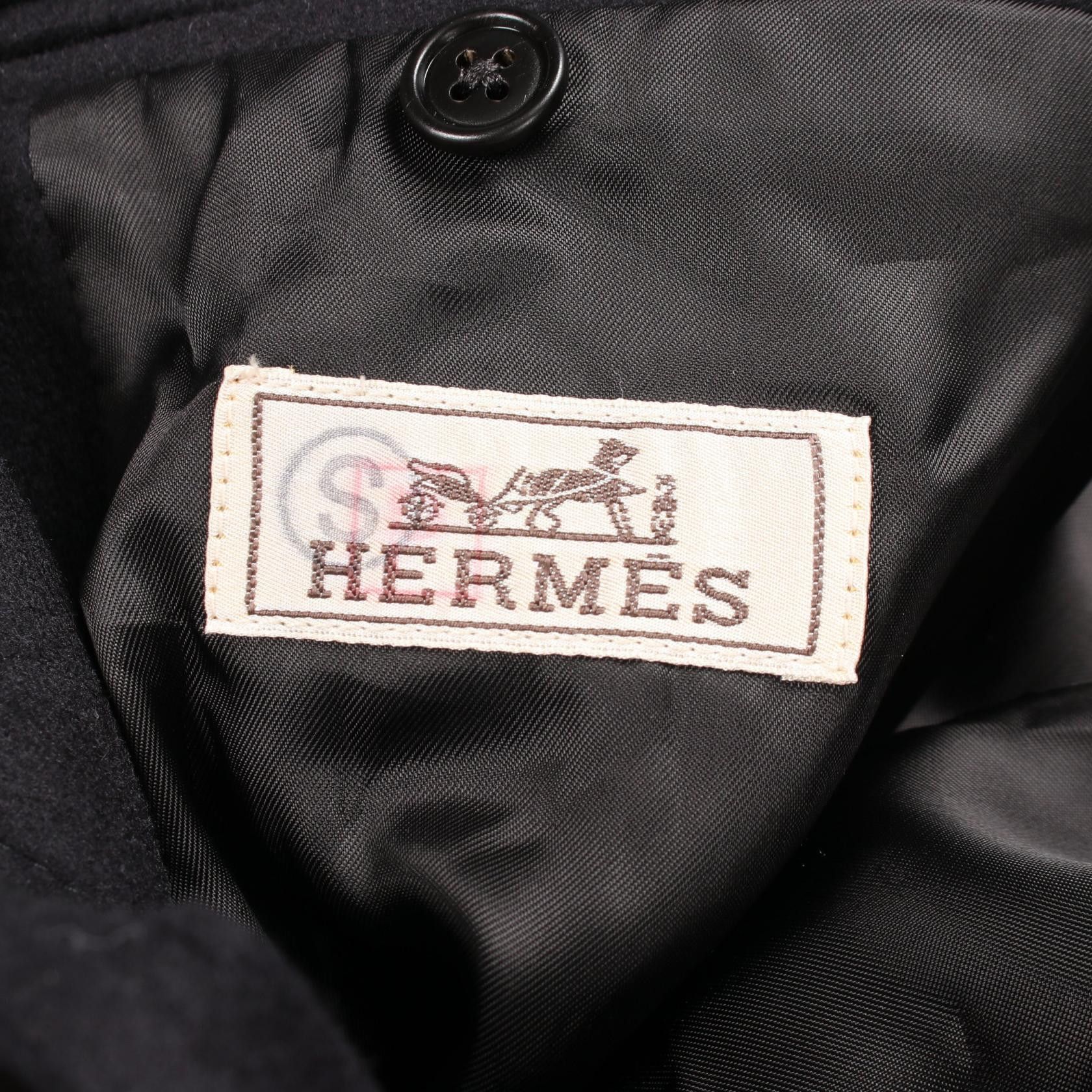 Hermes Hermes Hermes Leather Patch Wool Coat Textile Outerwear DUTY FREE for USA Size ONE SIZE - 3 Thumbnail