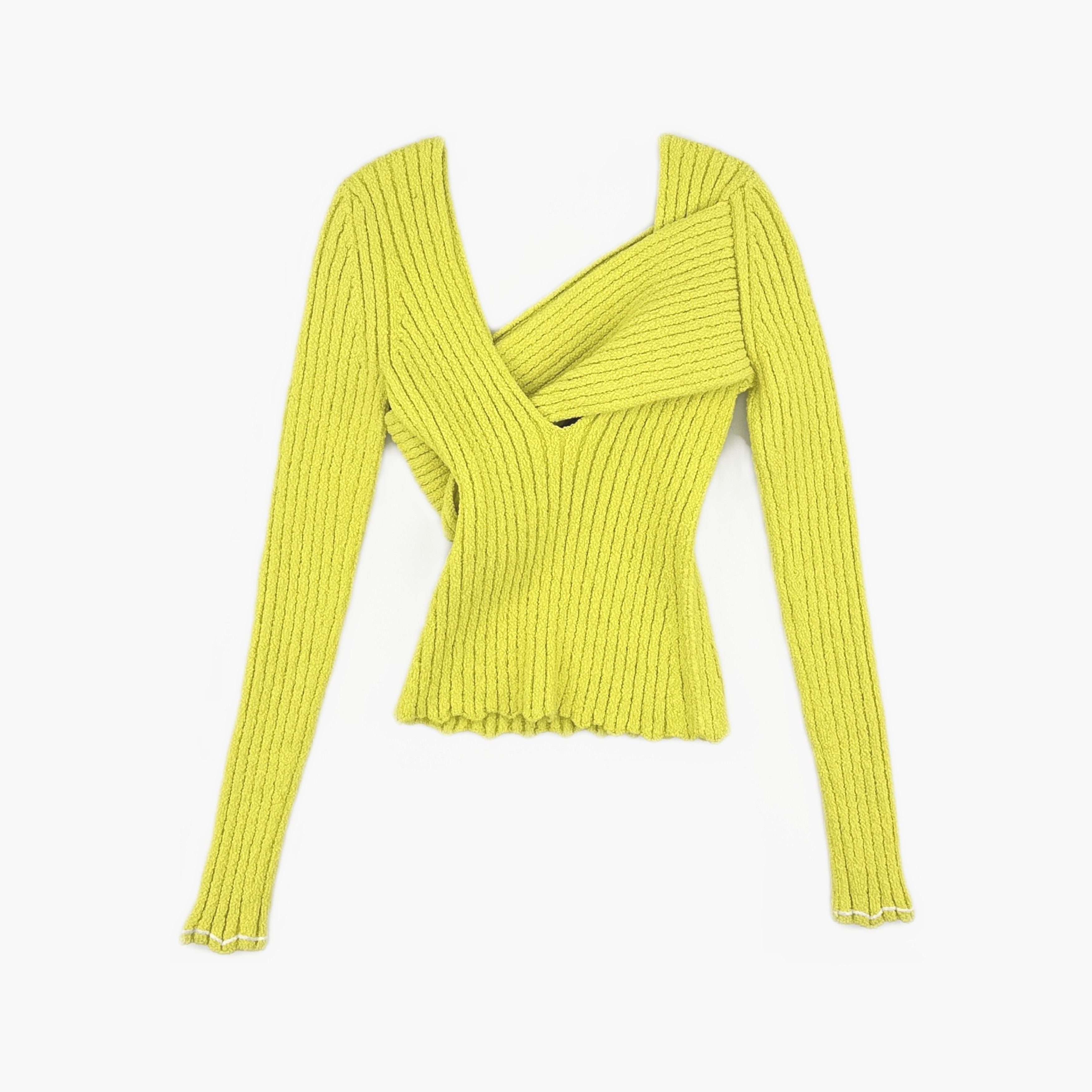 Bottega Veneta Bottega Veneta Yellow Wrap Knit Sweater Size 36 Size XS / US 0-2 / IT 36-38 - 2 Thumbnail