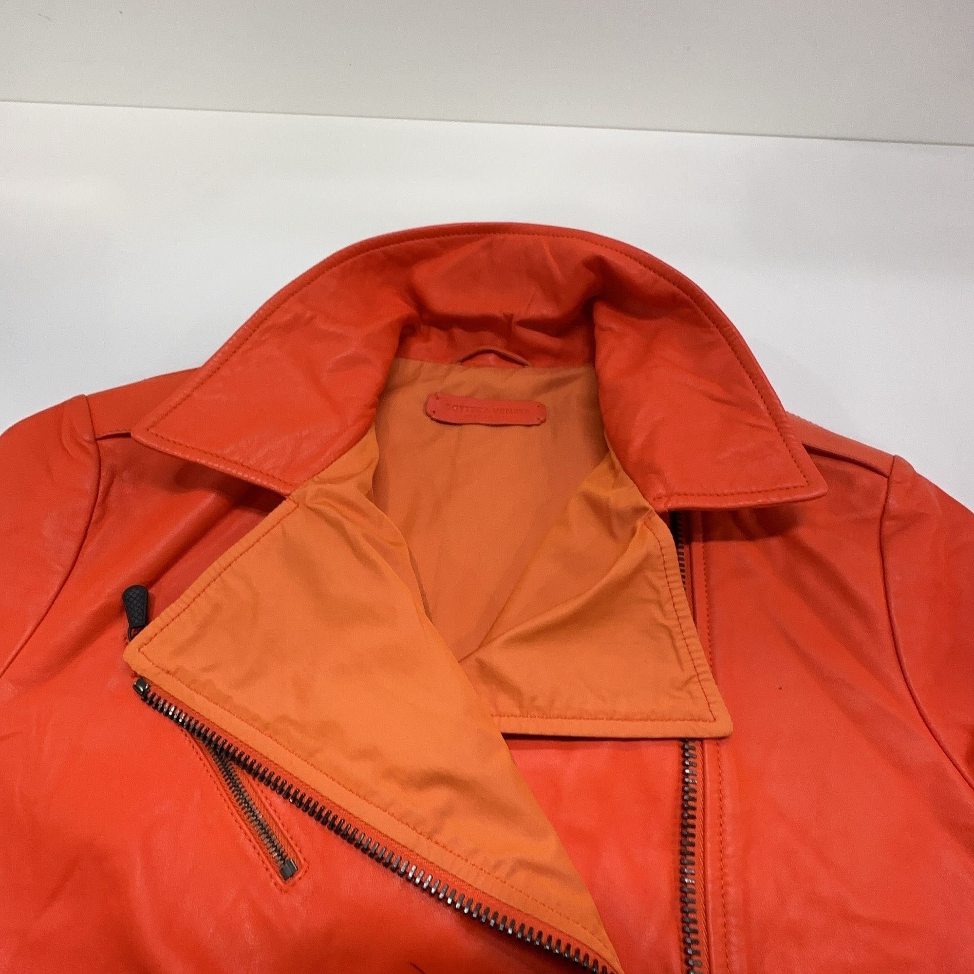 Bottega Veneta Bottega Veneta Orange Leather Biker Jacket Size XS Size US XS / EU 42 / 0 - 5 Thumbnail