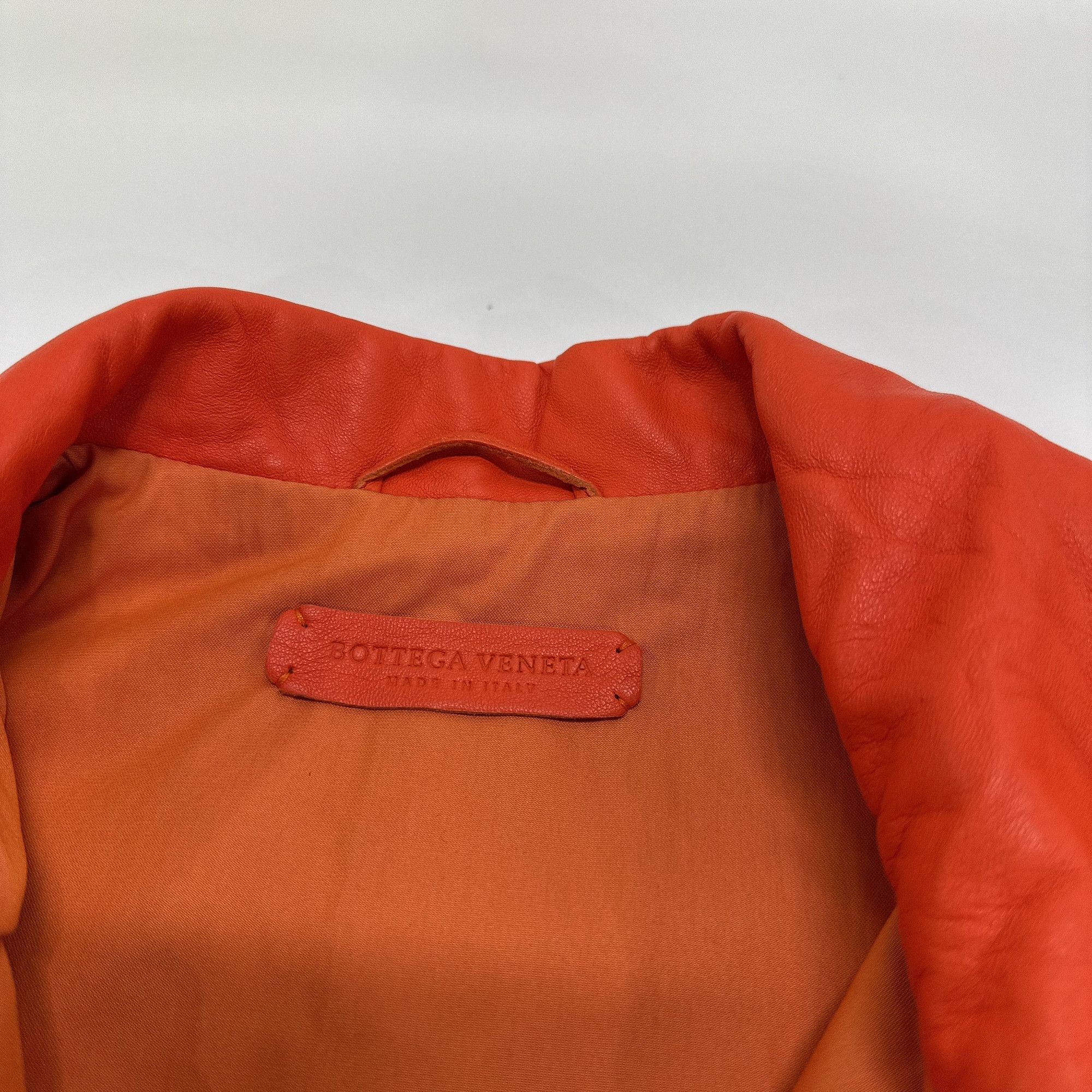 Bottega Veneta Bottega Veneta Orange Leather Biker Jacket Size XS Size US XS / EU 42 / 0 - 3 Thumbnail