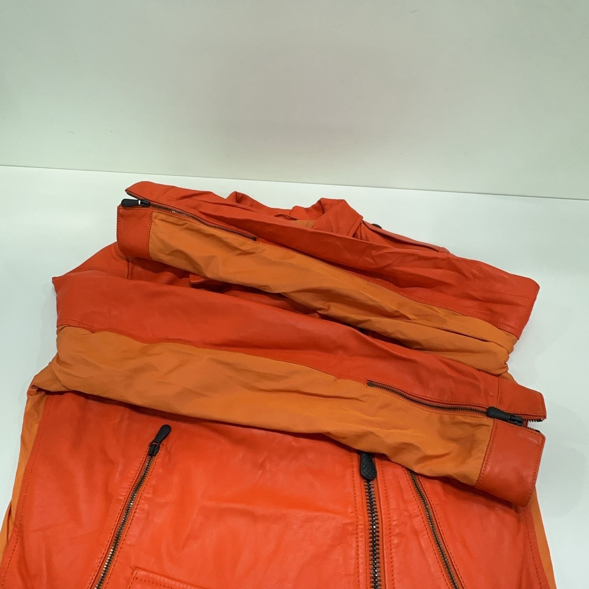 Bottega Veneta Bottega Veneta Orange Leather Biker Jacket Size XS Size US XS / EU 42 / 0 - 8 Thumbnail