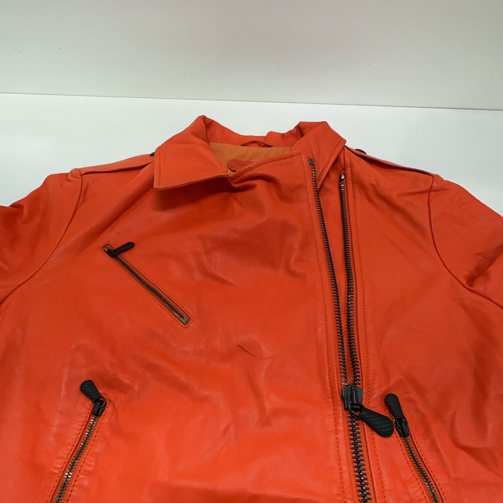 Bottega Veneta Bottega Veneta Orange Leather Biker Jacket Size XS Size US XS / EU 42 / 0 - 6 Thumbnail
