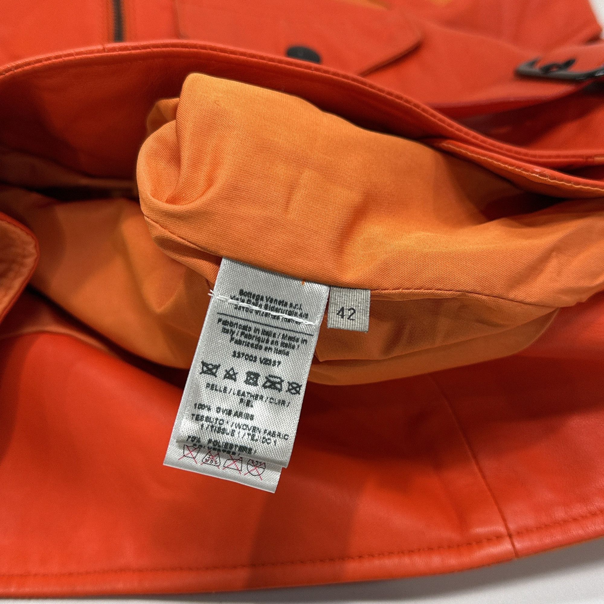 Bottega Veneta Bottega Veneta Orange Leather Biker Jacket Size XS Size US XS / EU 42 / 0 - 4 Thumbnail