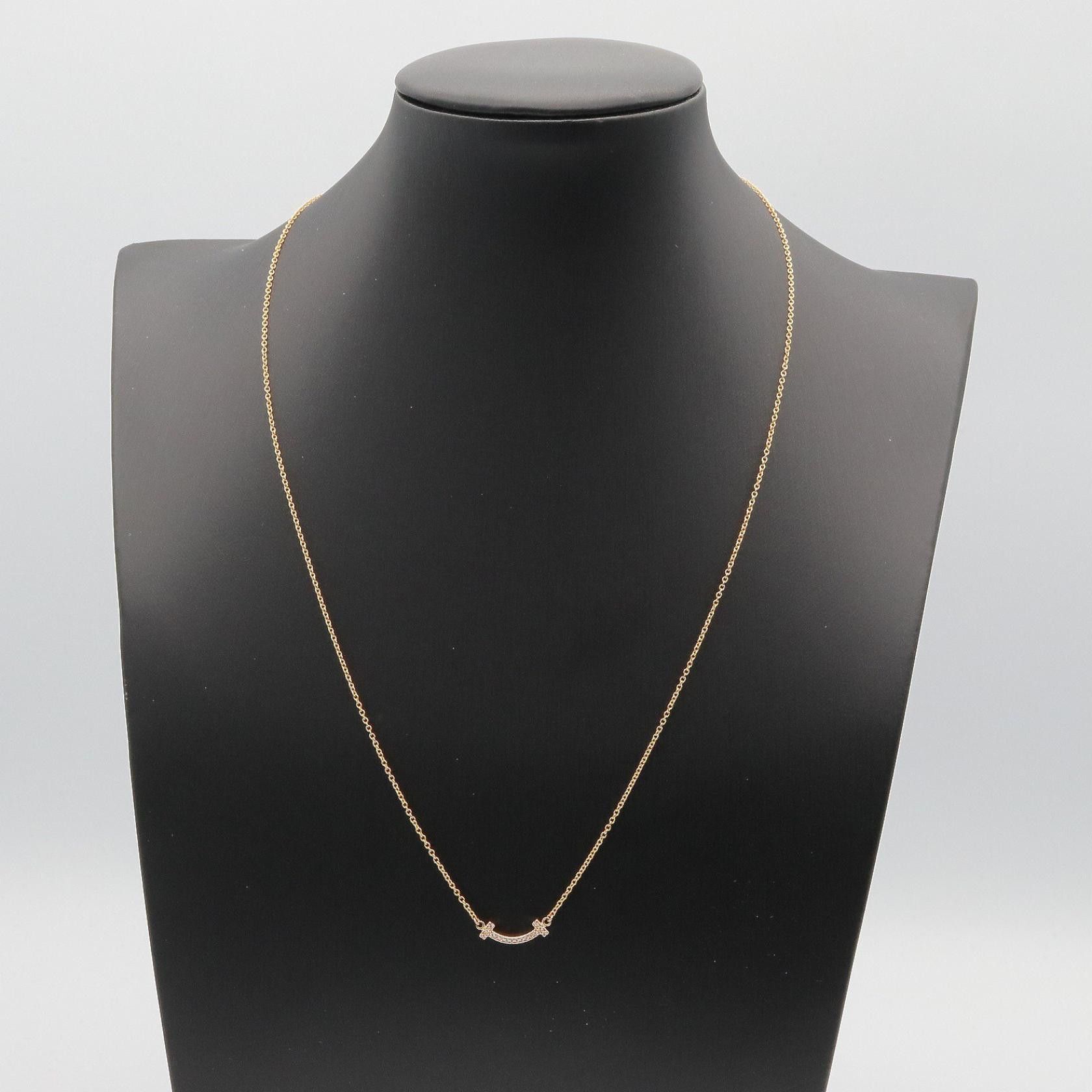 Tiffany & Co. Tiffany & Co. Tiffany & Co. T Smile Mini Au750 Diamond Necklace Precious Metal Necklace DUTY FREE for USA Size ONE SIZE - 5 Thumbnail